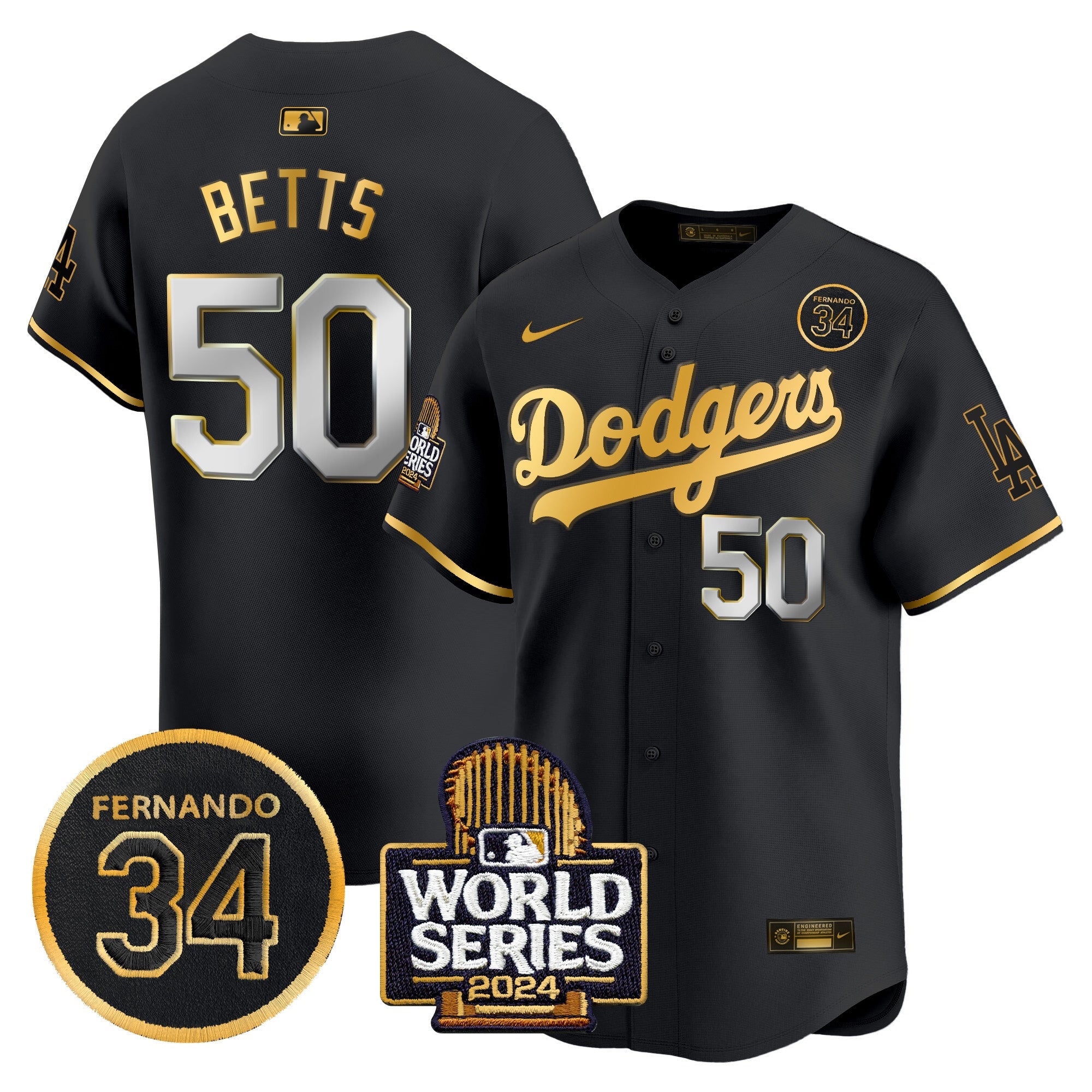 Men’s Fernando Valenzuela & 2024 World Series Patch Vapor Premier Limited Jersey V2