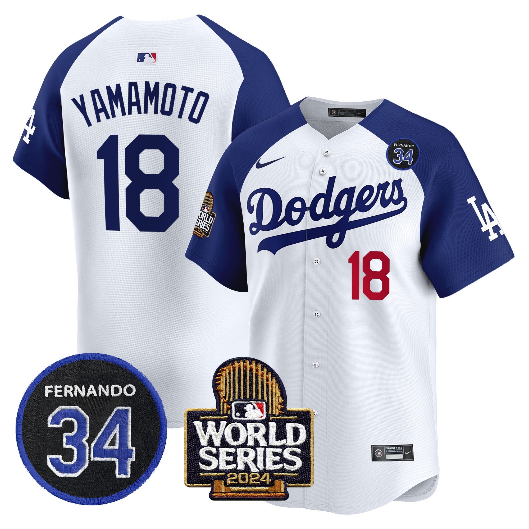 Men’s Fernando Valenzuela & 2024 World Series Patch Vapor Premier Limited Jersey V2
