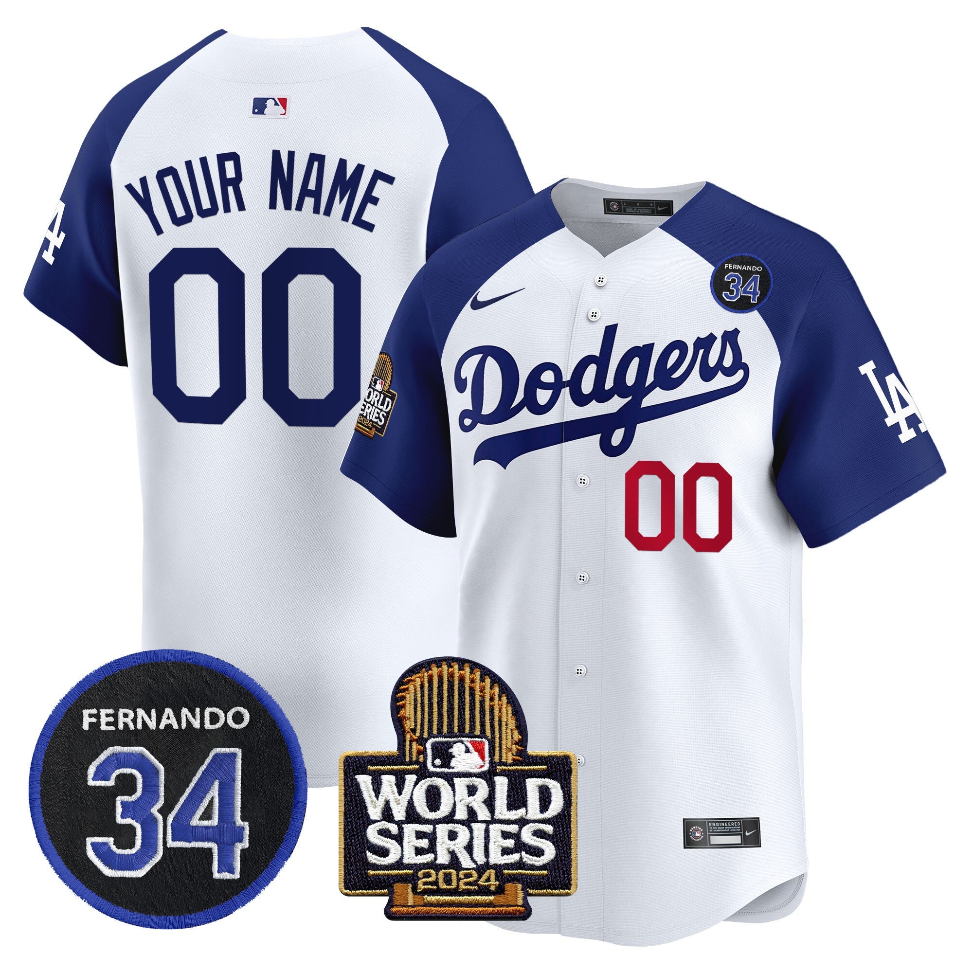 Fernando Valenzuela & 2024 World Series Patch Vapor Premier Limited Custom Jersey V2