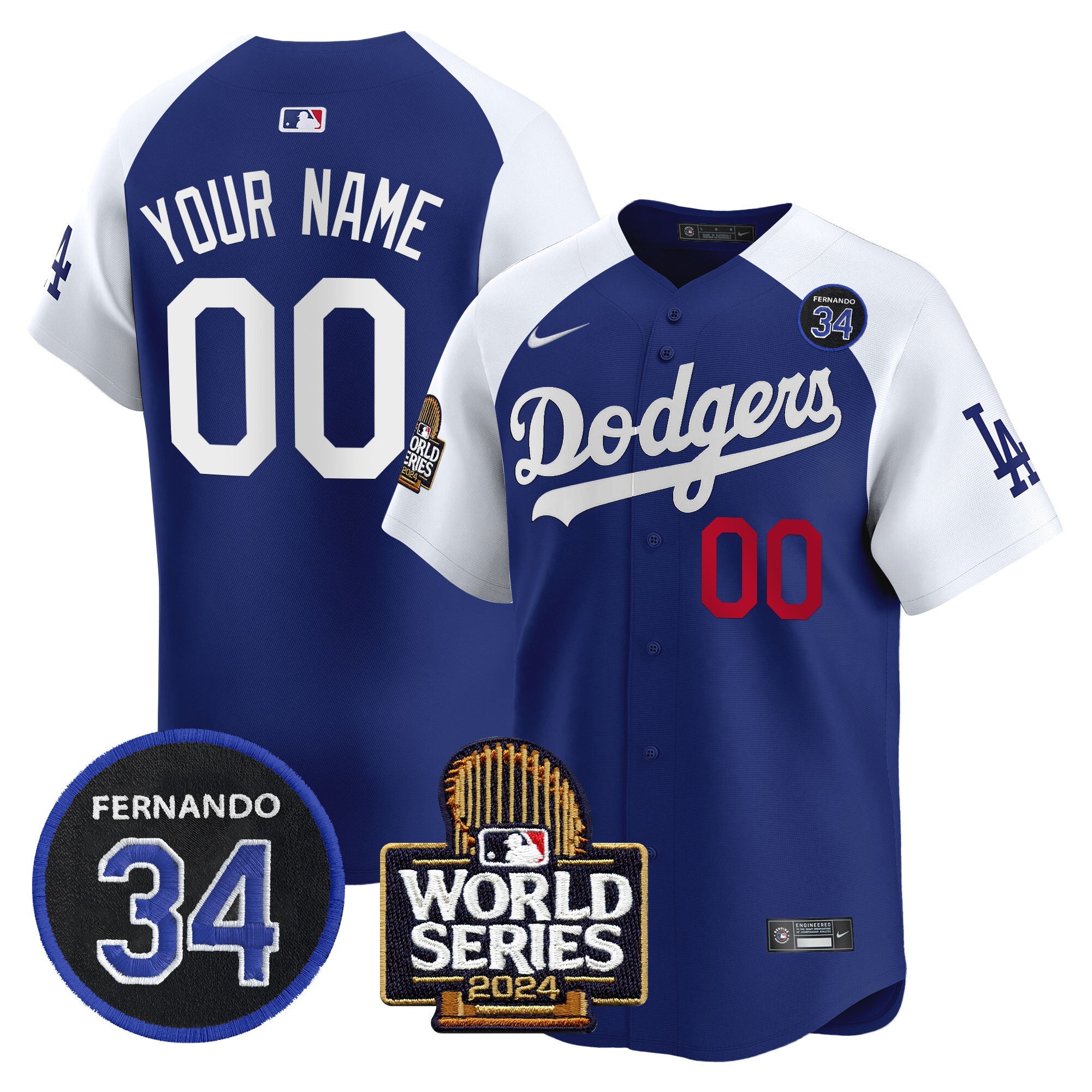 Fernando Valenzuela & 2024 World Series Patch Vapor Premier Limited Custom Jersey V2