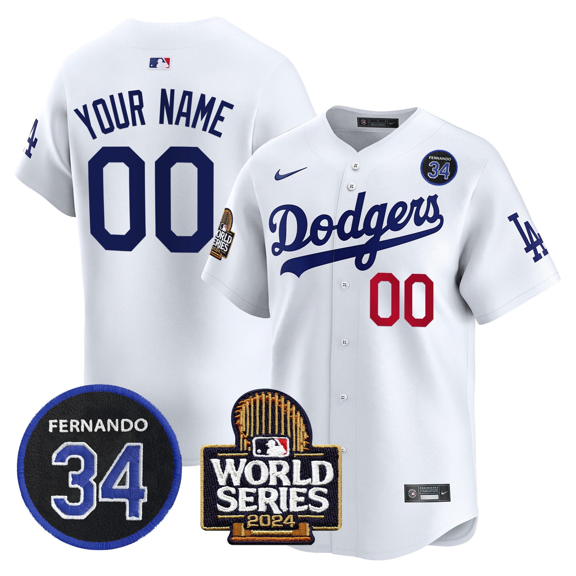 Fernando Valenzuela & 2024 World Series Patch Vapor Premier Limited Custom Jersey V2