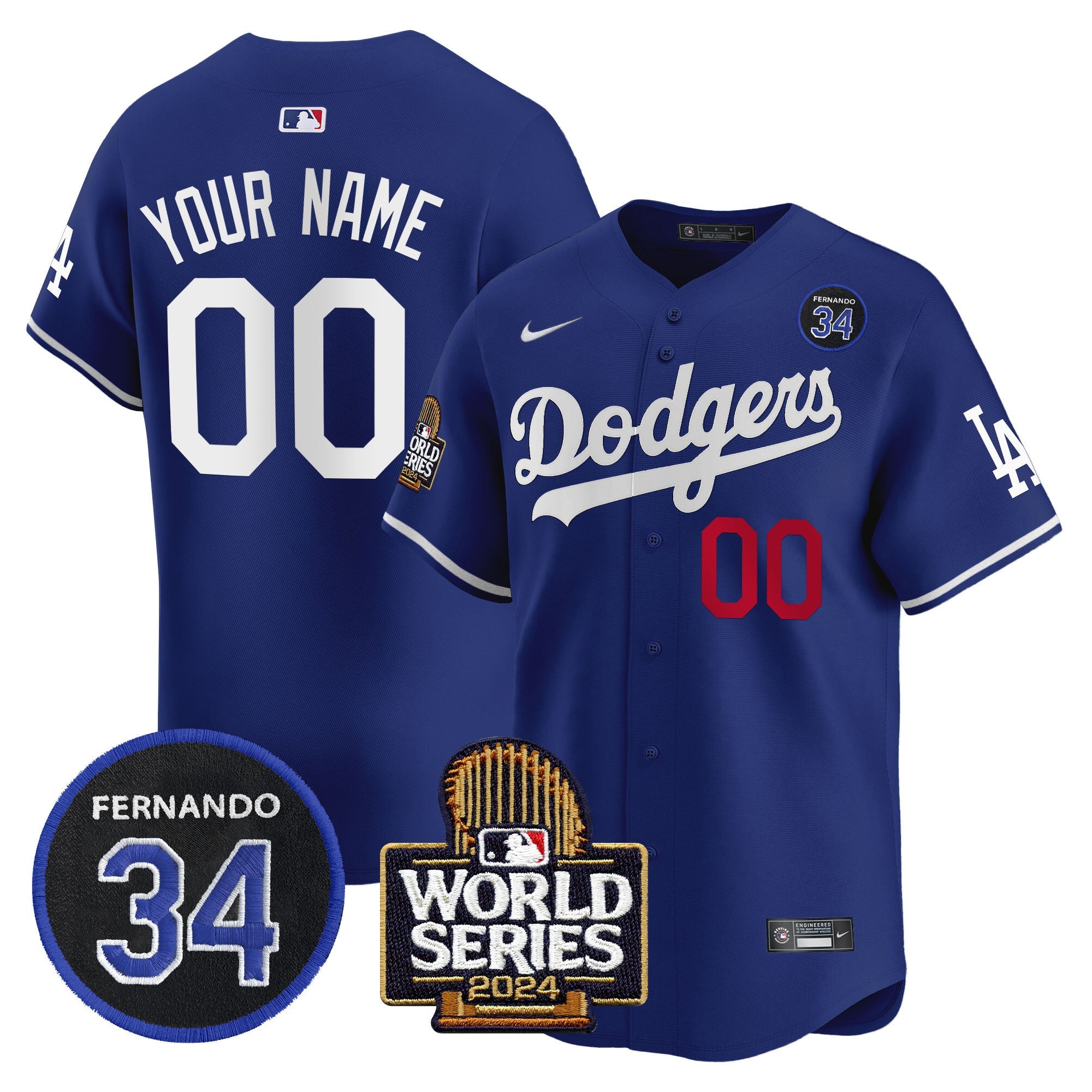 Fernando Valenzuela & 2024 World Series Patch Vapor Premier Limited Custom Jersey V2