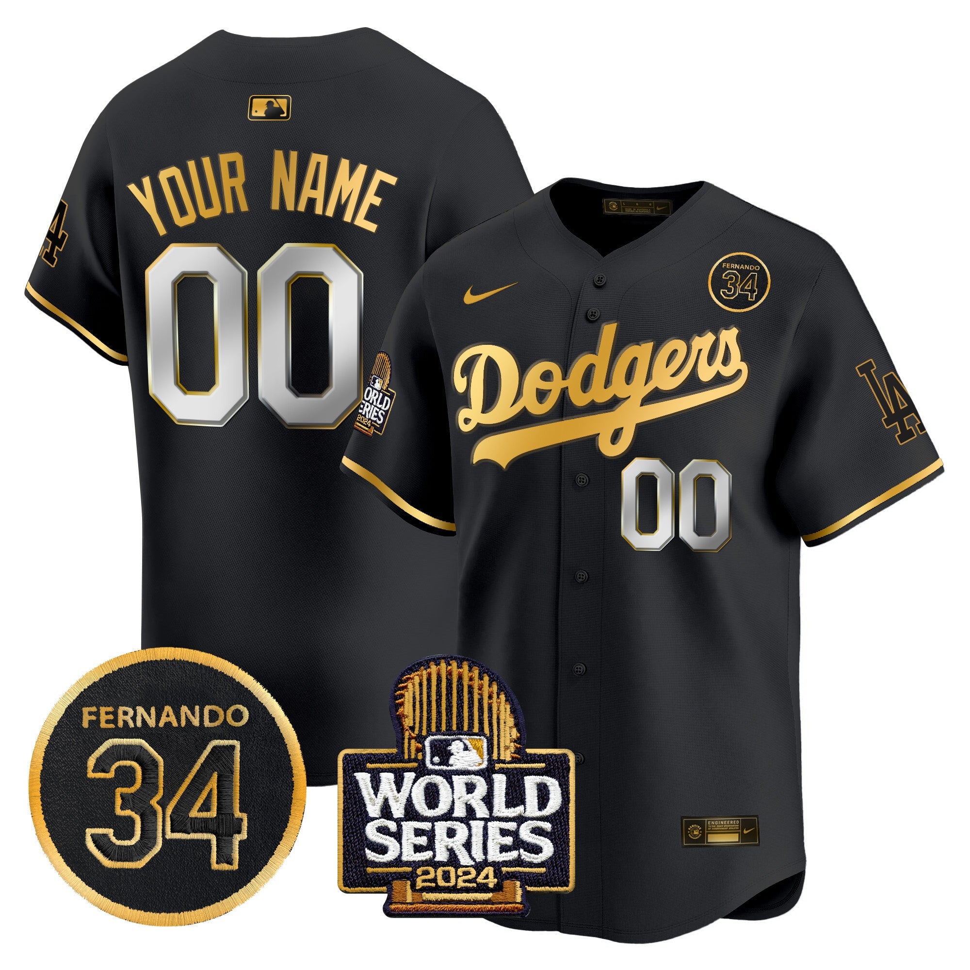 Fernando Valenzuela & 2024 World Series Patch Vapor Premier Limited Custom Jersey V2