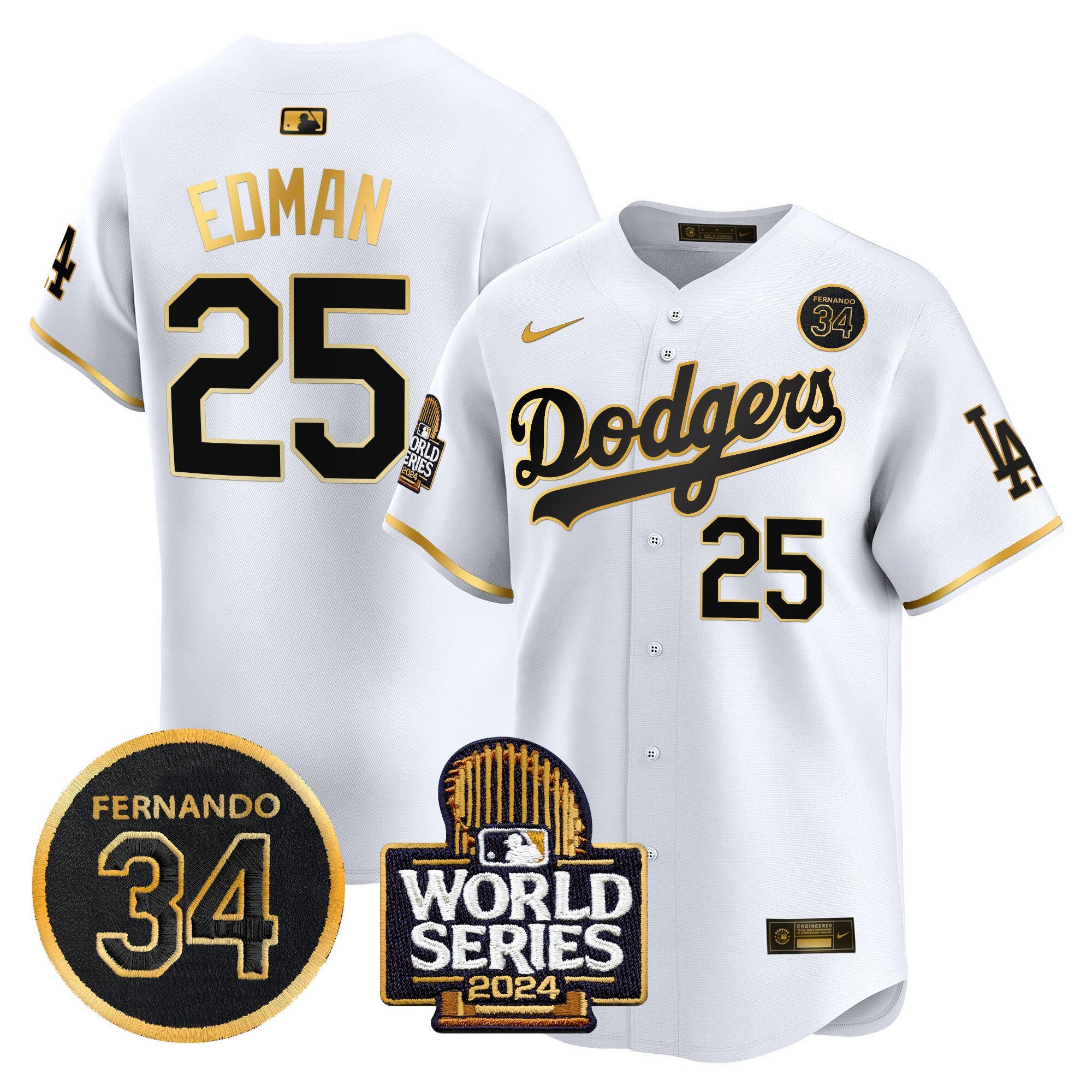 Men’s Fernando Valenzuela & 2024 World Series Patch Vapor Premier Limited Jersey V2