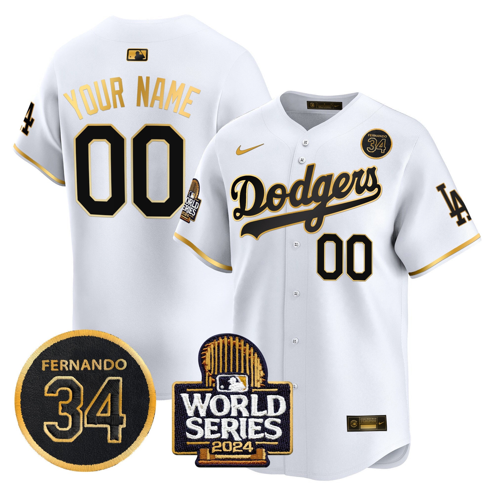 Fernando Valenzuela & 2024 World Series Patch Vapor Premier Limited Custom Jersey V2
