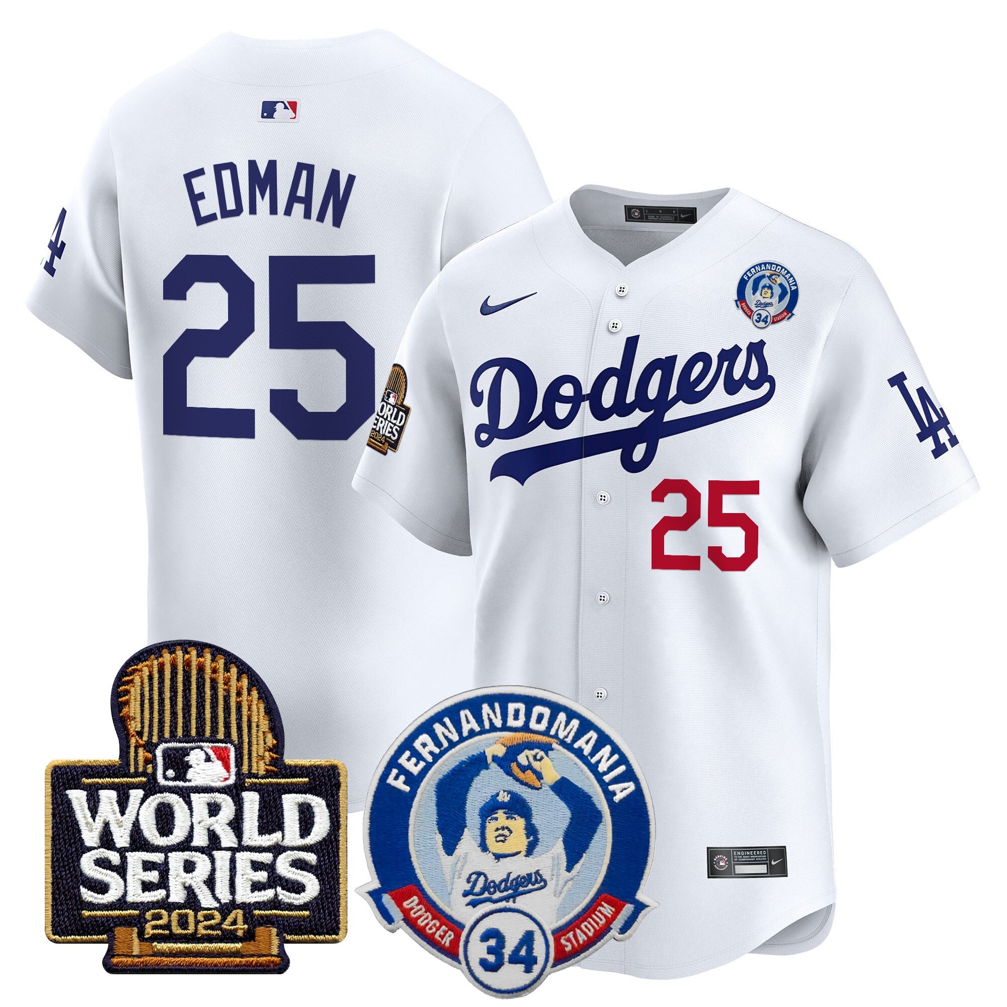 Men’s Fernando Valenzuela & 2024 World Series Patch Vapor Premier Limited Jersey V3