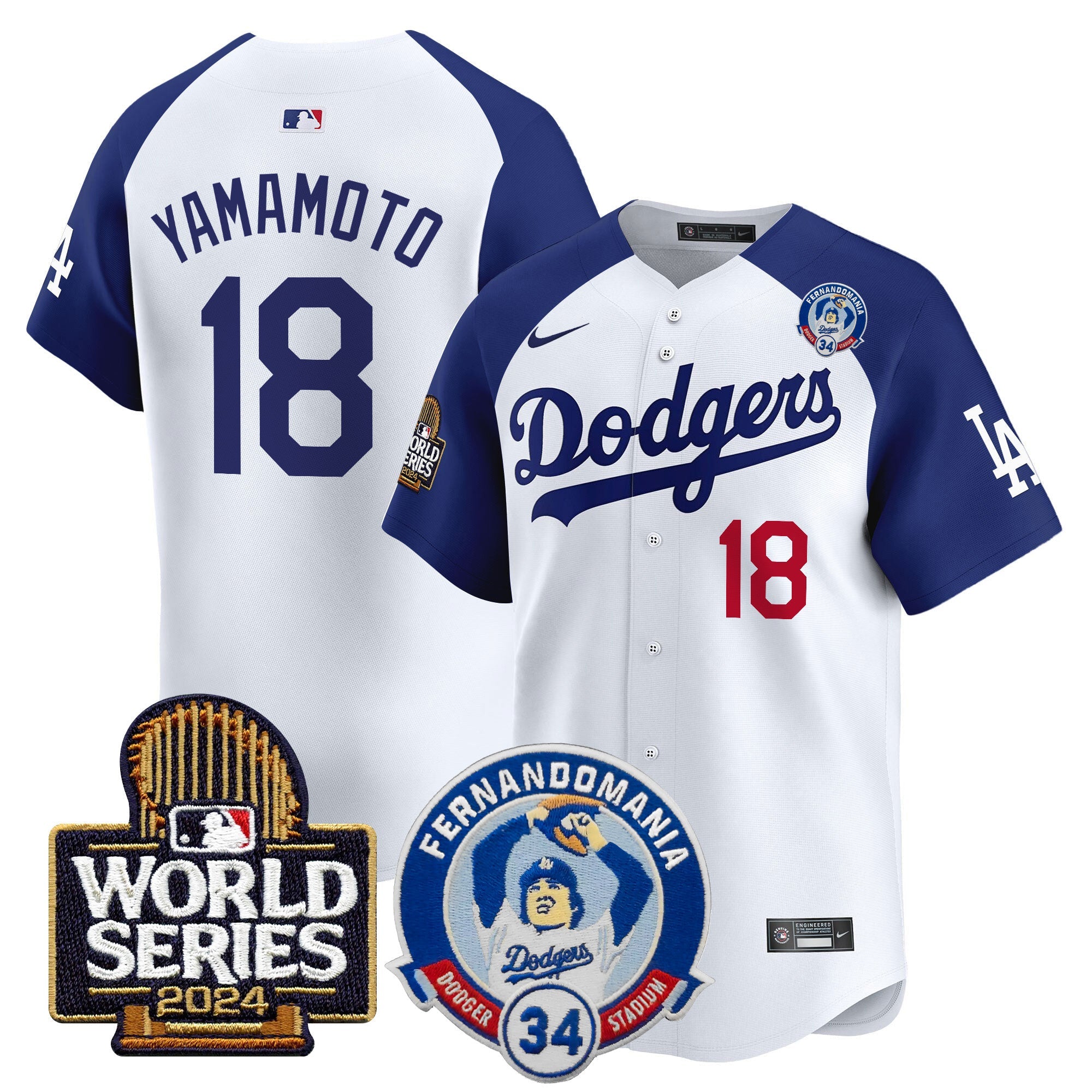 Men’s Fernando Valenzuela & 2024 World Series Patch Vapor Premier Limited Jersey V3