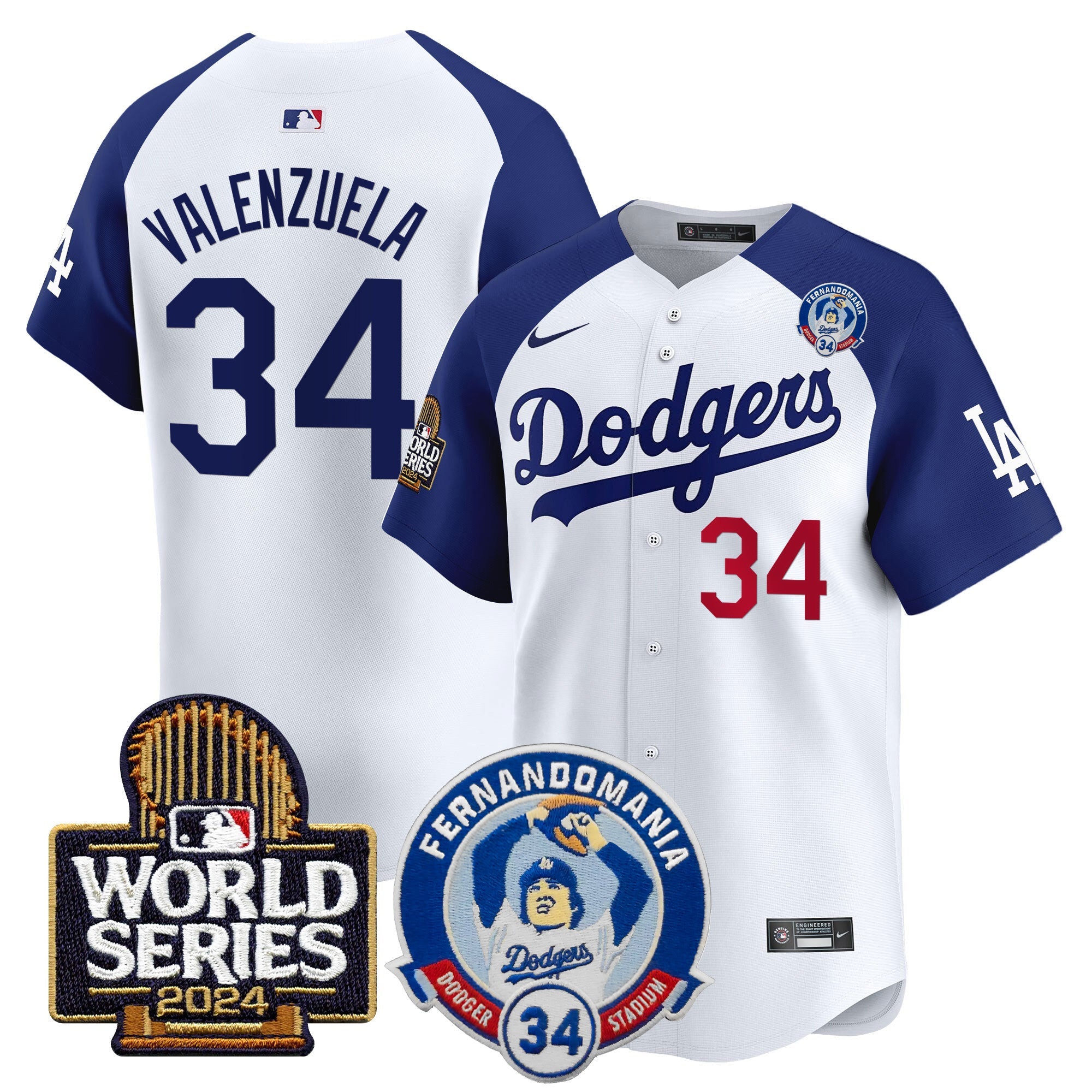 Men’s Fernando Valenzuela & 2024 World Series Patch Vapor Premier Limited Jersey V3