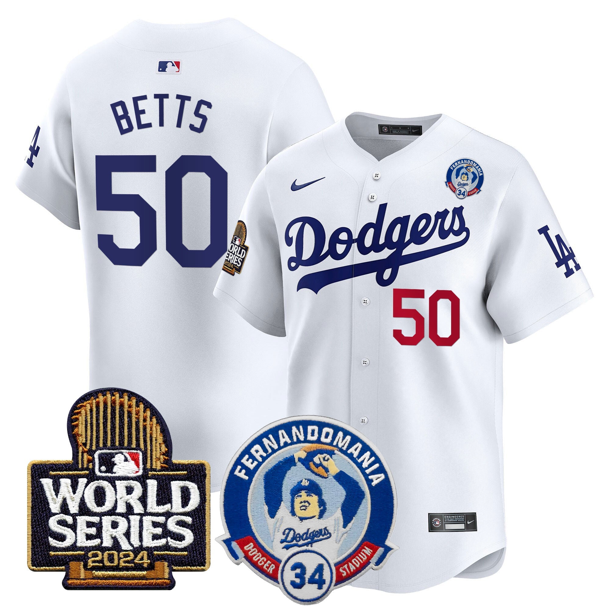 Men’s Fernando Valenzuela & 2024 World Series Patch Vapor Premier Limited Jersey V3