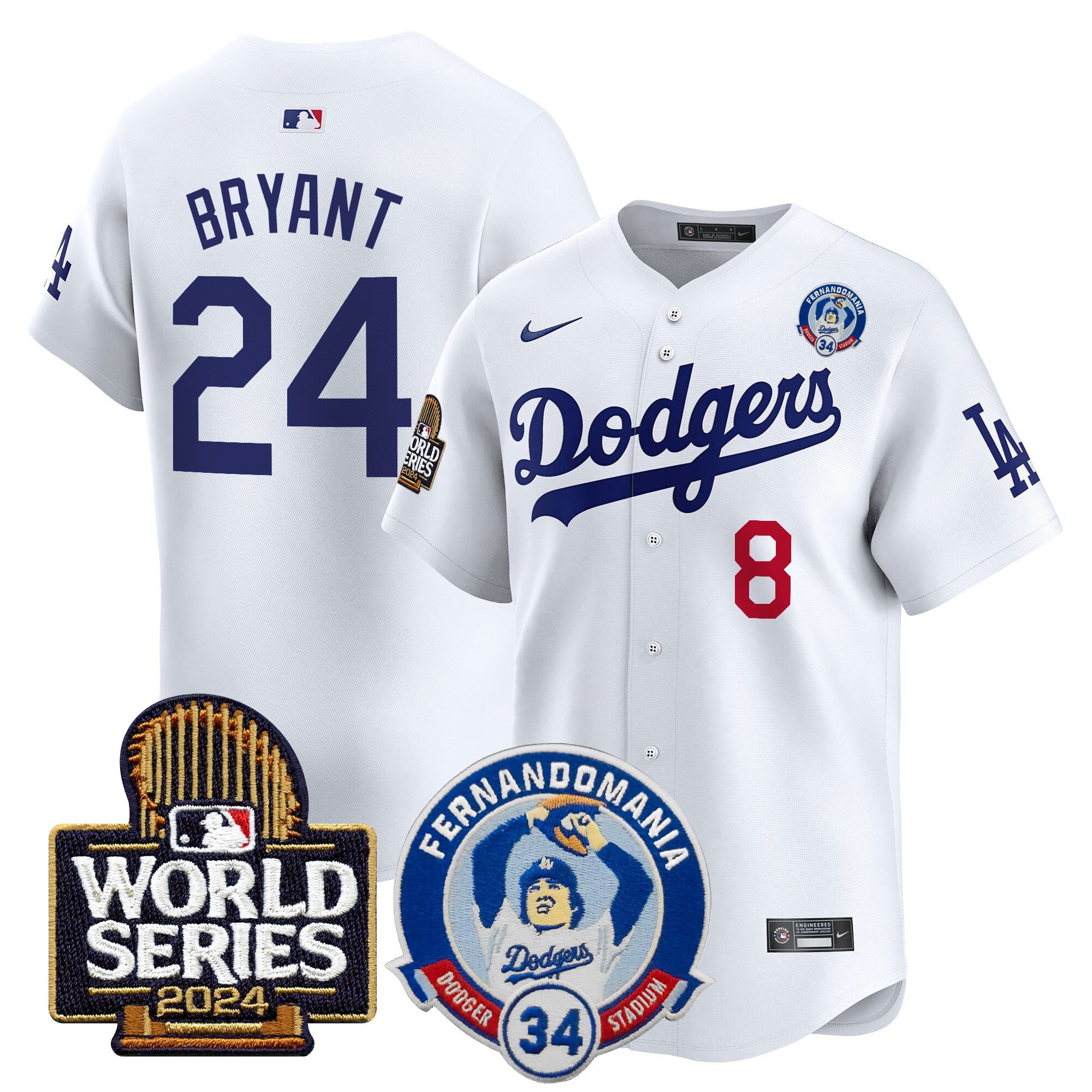 Men’s Fernando Valenzuela & 2024 World Series Patch Vapor Premier Limited Jersey V3