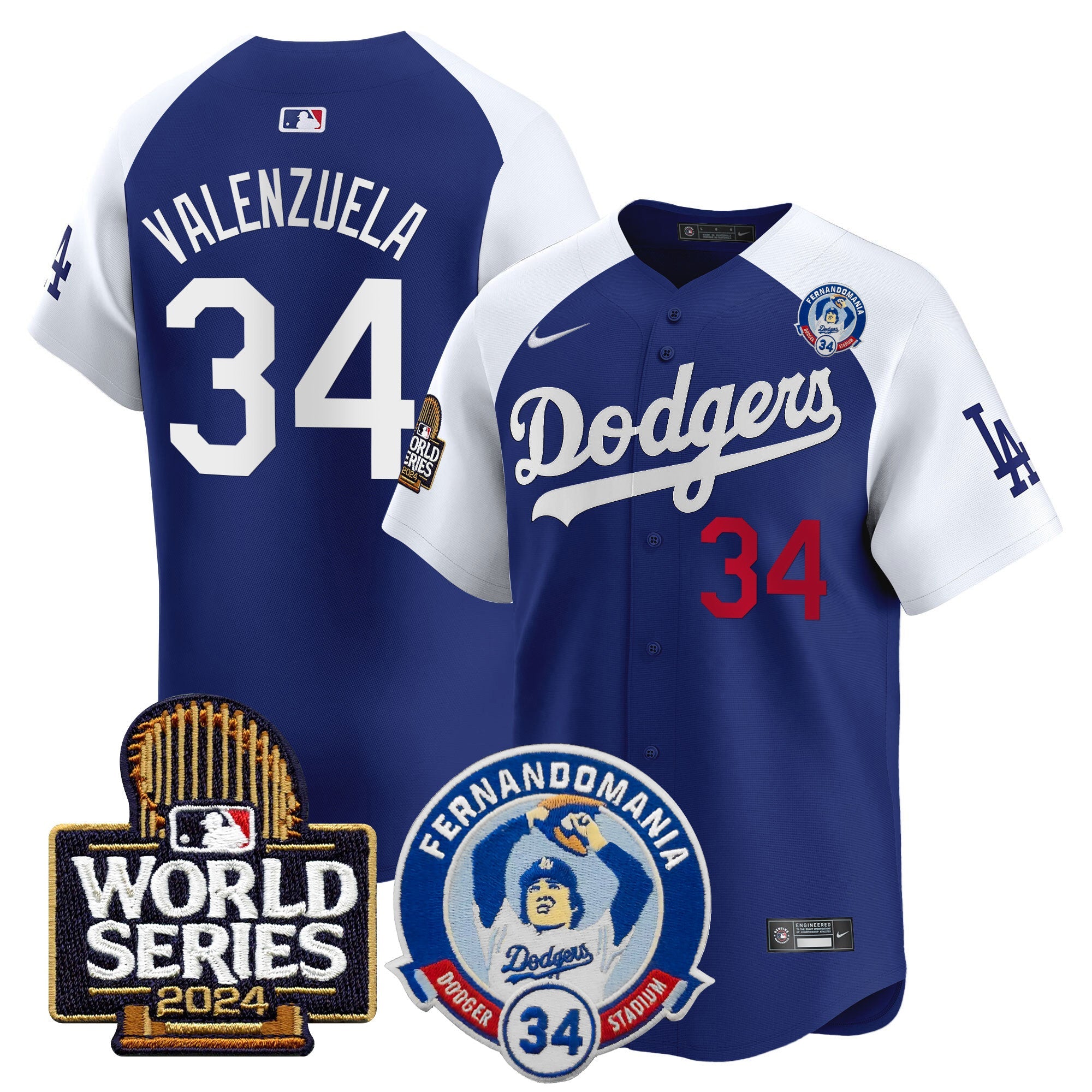Men’s Fernando Valenzuela & 2024 World Series Patch Vapor Premier Limited Jersey V3