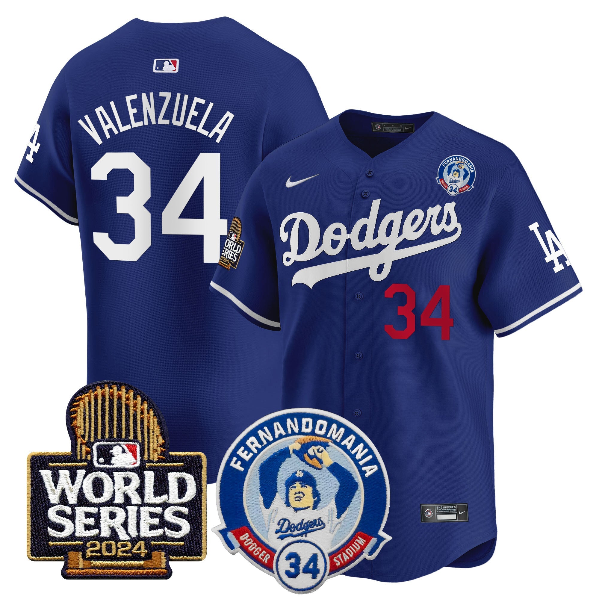 Men’s Fernando Valenzuela & 2024 World Series Patch Vapor Premier Limited Jersey V3