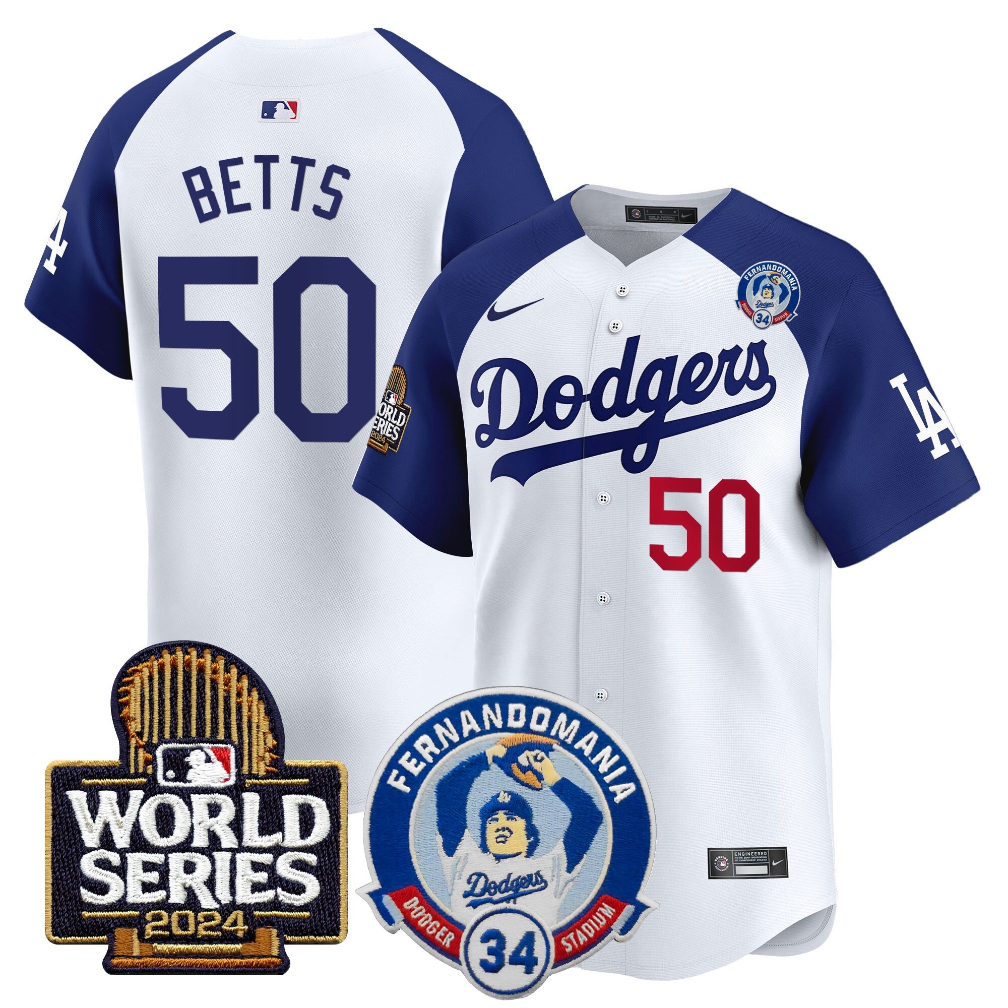 Men’s Fernando Valenzuela & 2024 World Series Patch Vapor Premier Limited Jersey V3