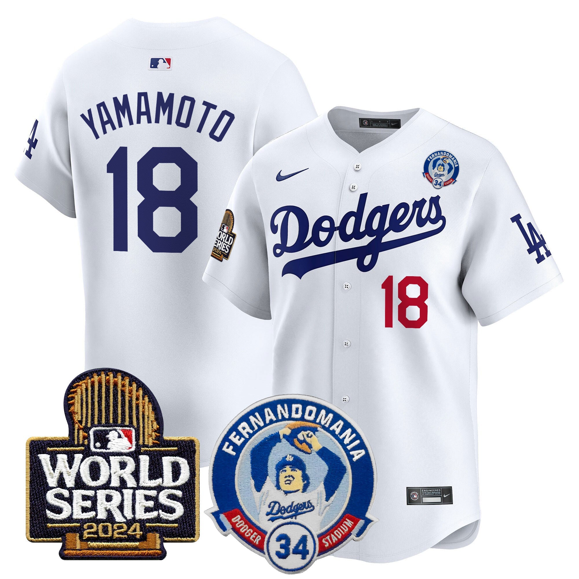 Men’s Fernando Valenzuela & 2024 World Series Patch Vapor Premier Limited Jersey V3