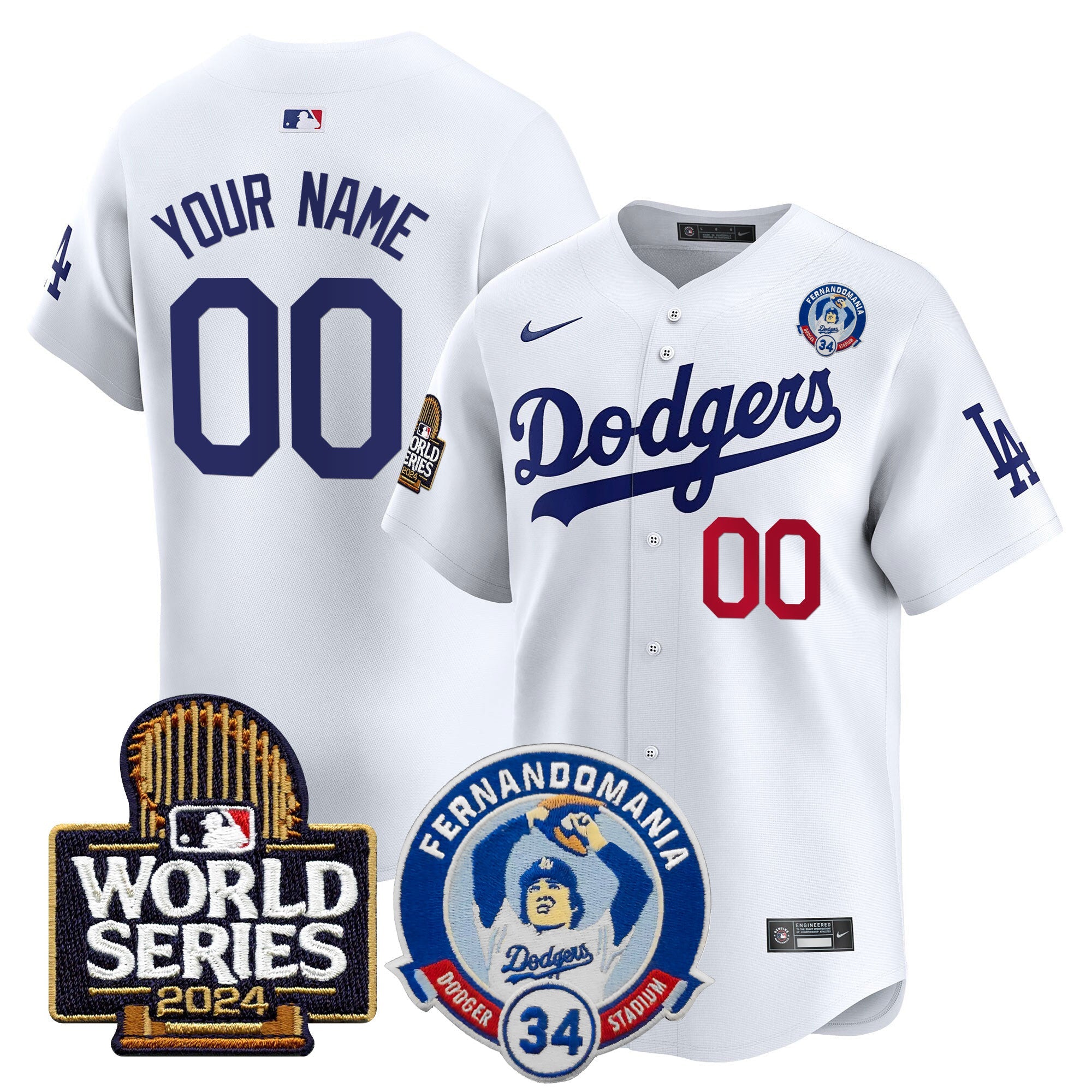 Fernando Valenzuela & 2024 World Series Patch Vapor Premier Limited Custom Jersey V3