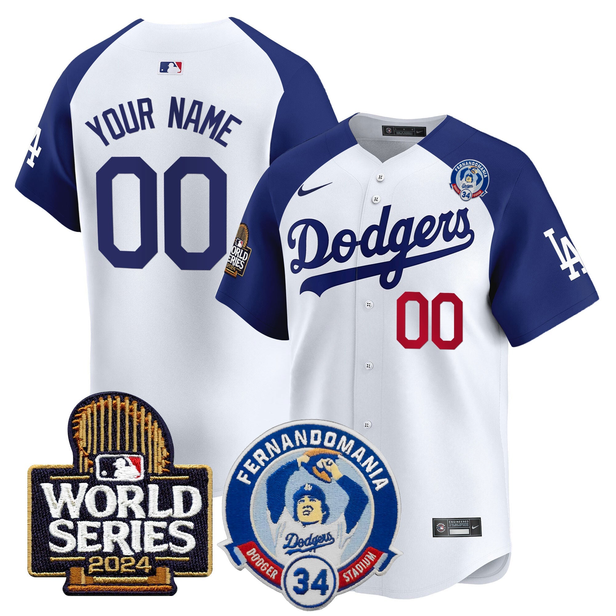 Fernando Valenzuela & 2024 World Series Patch Vapor Premier Limited Custom Jersey V3