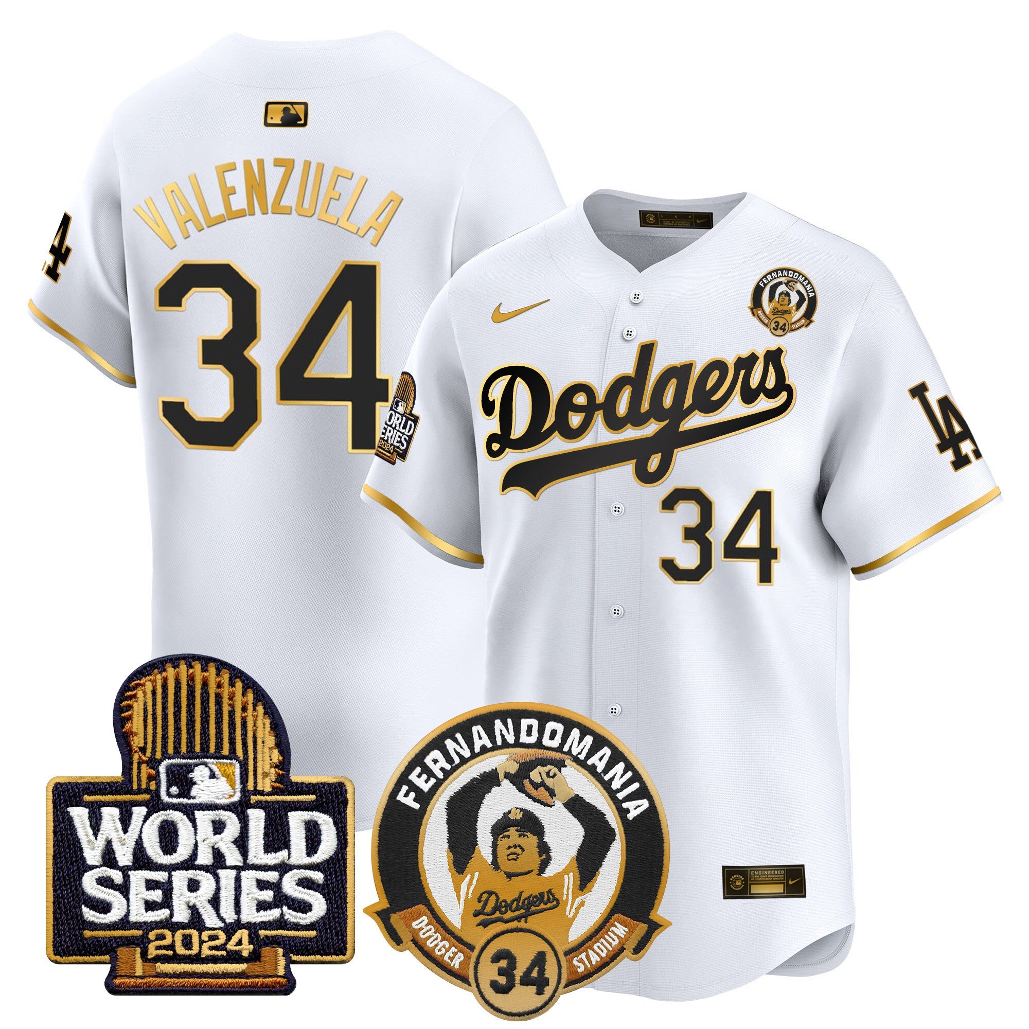 Men’s Fernando Valenzuela & 2024 World Series Patch Vapor Premier Limited Jersey V3
