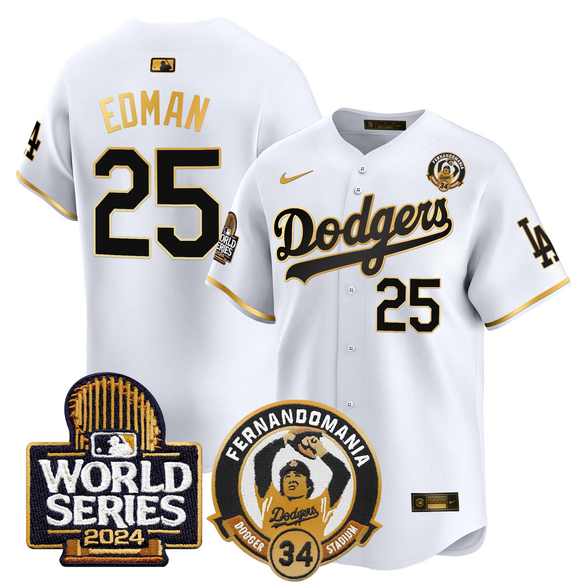 Men’s Fernando Valenzuela & 2024 World Series Patch Vapor Premier Limited Jersey V3