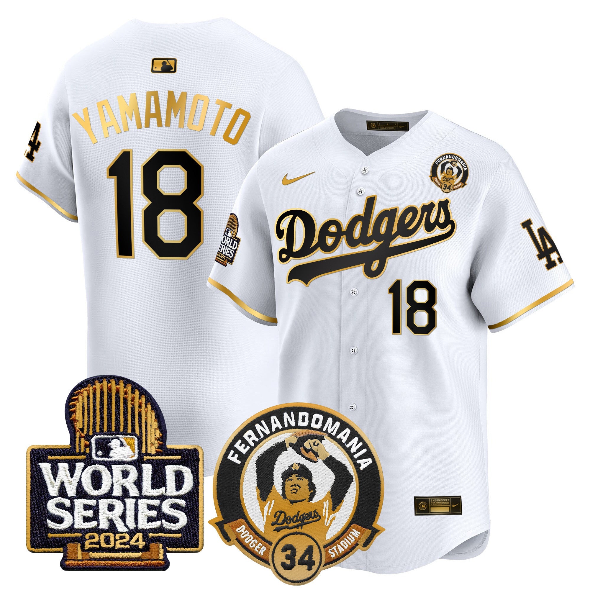 Men’s Fernando Valenzuela & 2024 World Series Patch Vapor Premier Limited Jersey V3