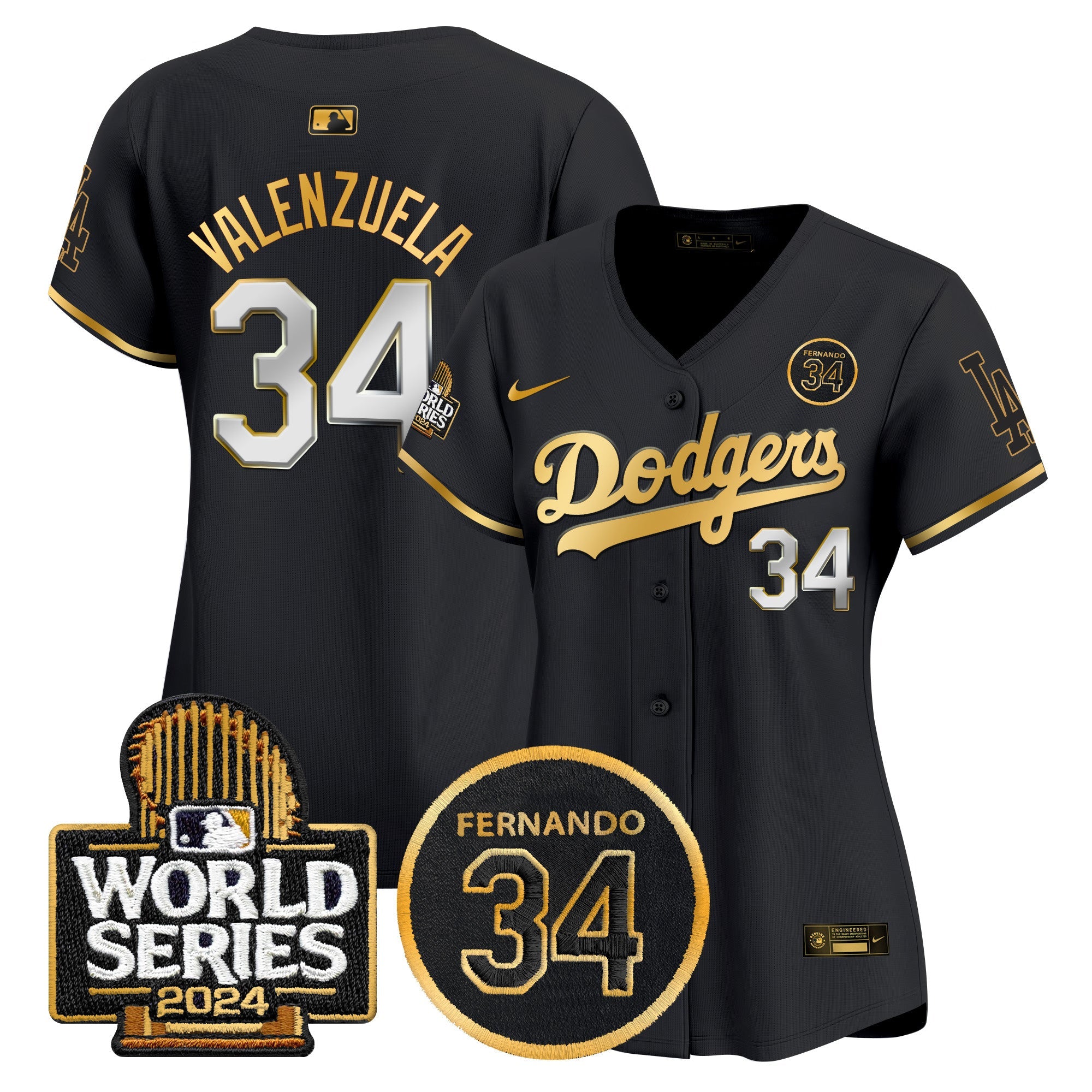 Women’s Fernando Valenzuela Memorial & 2024 World Series Patch Vapor Premier Limited Jersey