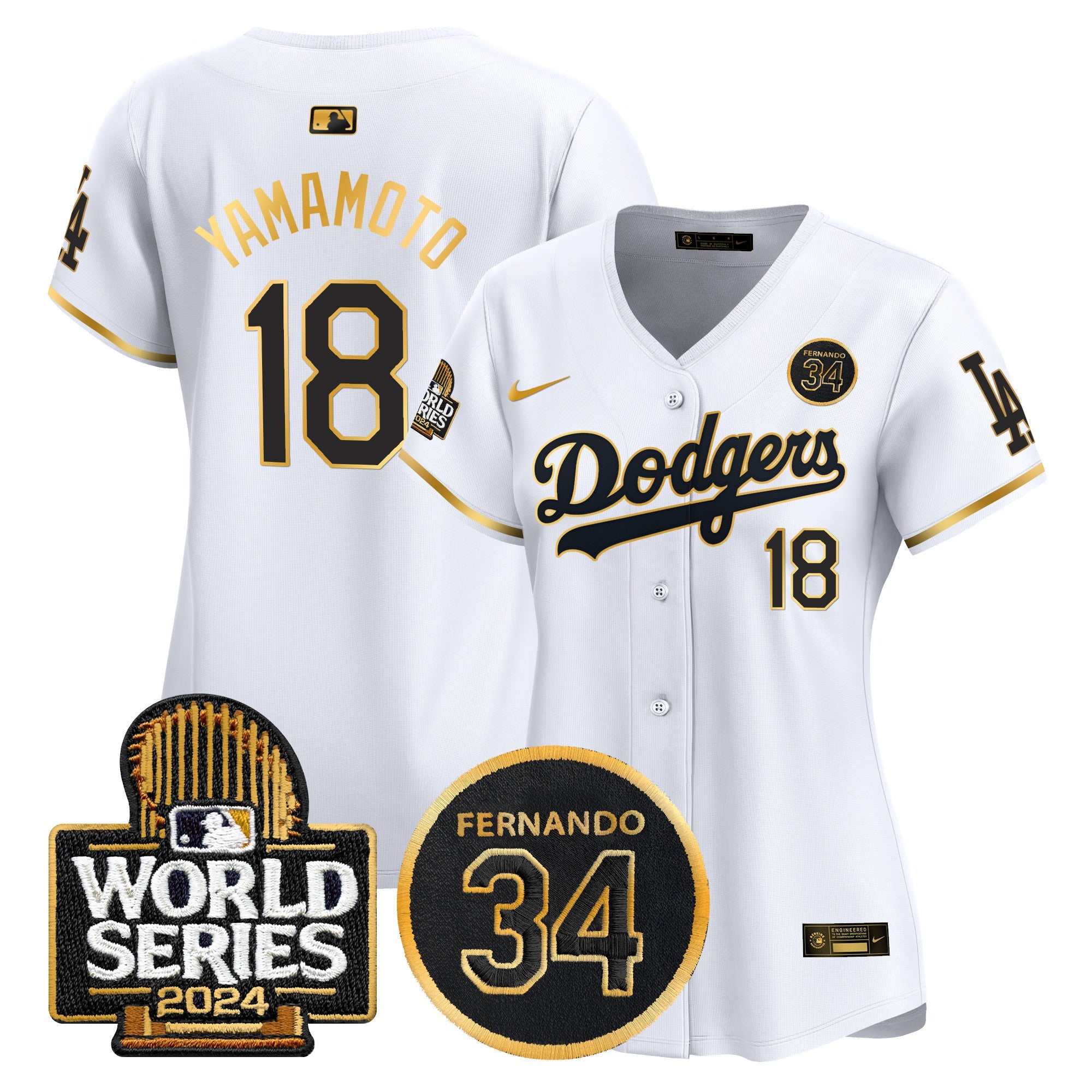 Women’s Fernando Valenzuela Memorial & 2024 World Series Patch Vapor Premier Limited Jersey