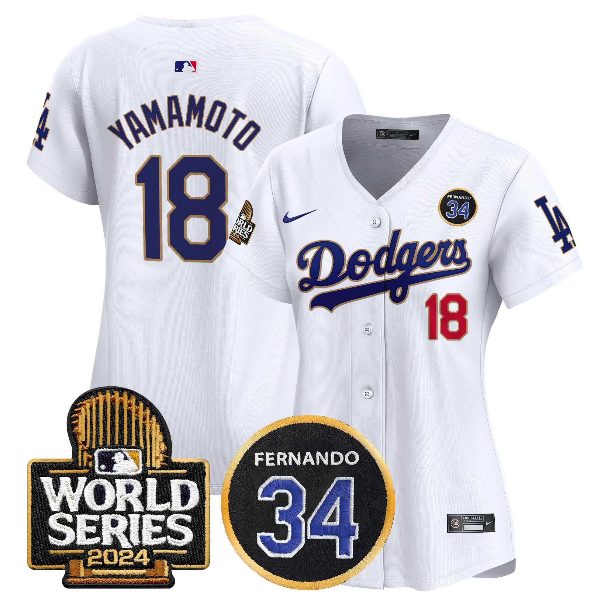 Women’s Fernando Valenzuela Memorial & 2024 World Series Patch Vapor Premier Limited Jersey