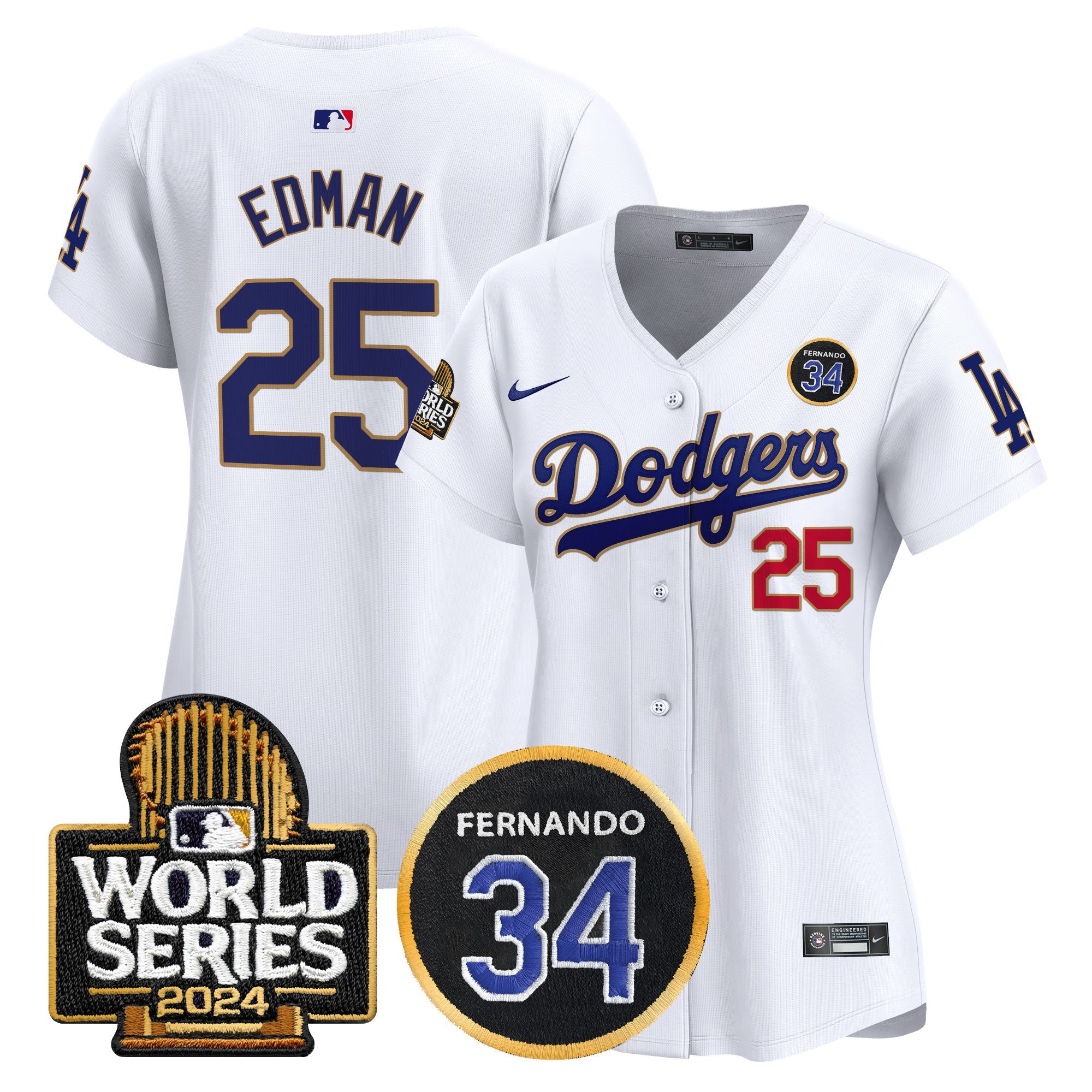 Women’s Fernando Valenzuela Memorial & 2024 World Series Patch Vapor Premier Limited Jersey