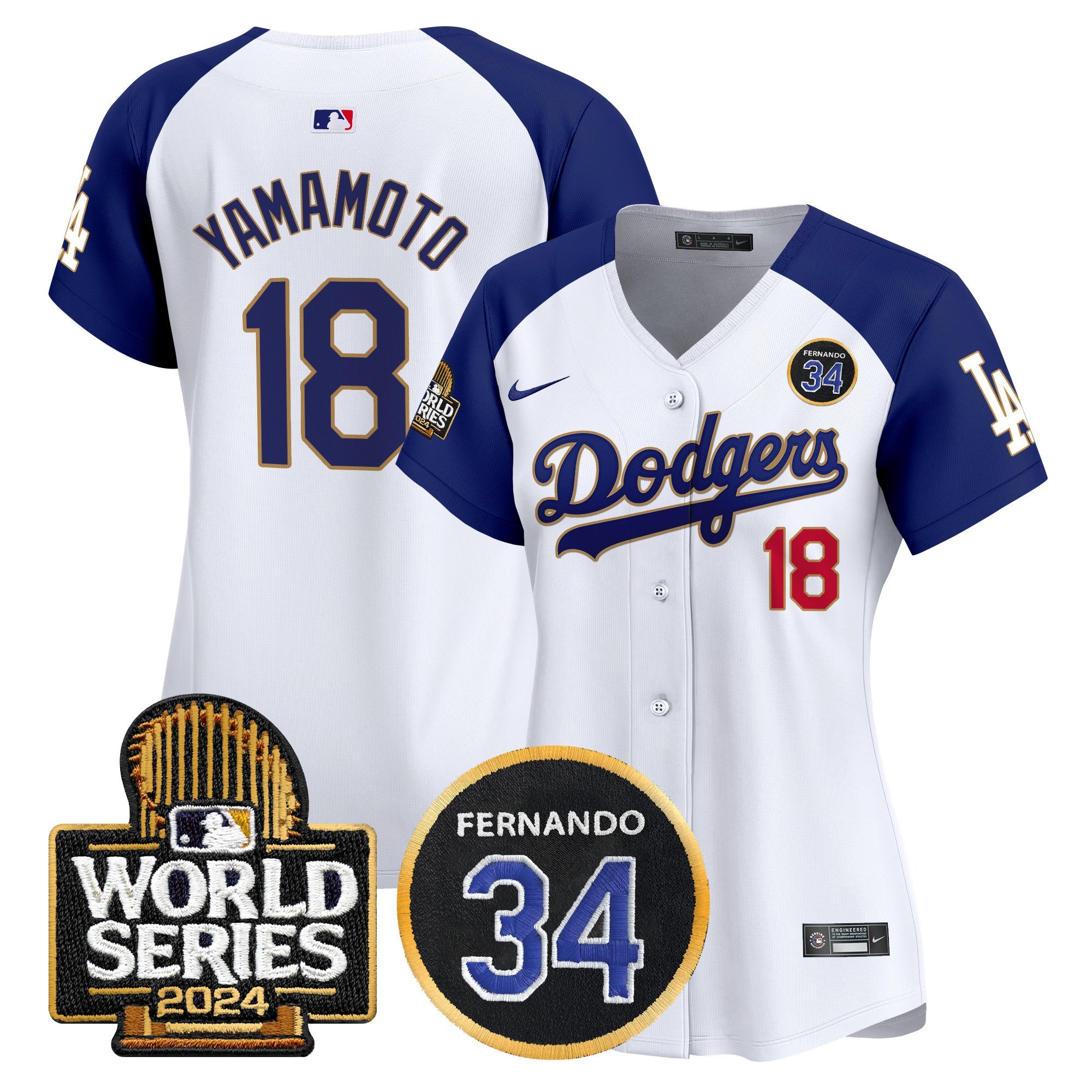 Women’s Fernando Valenzuela Memorial & 2024 World Series Patch Vapor Premier Limited Jersey