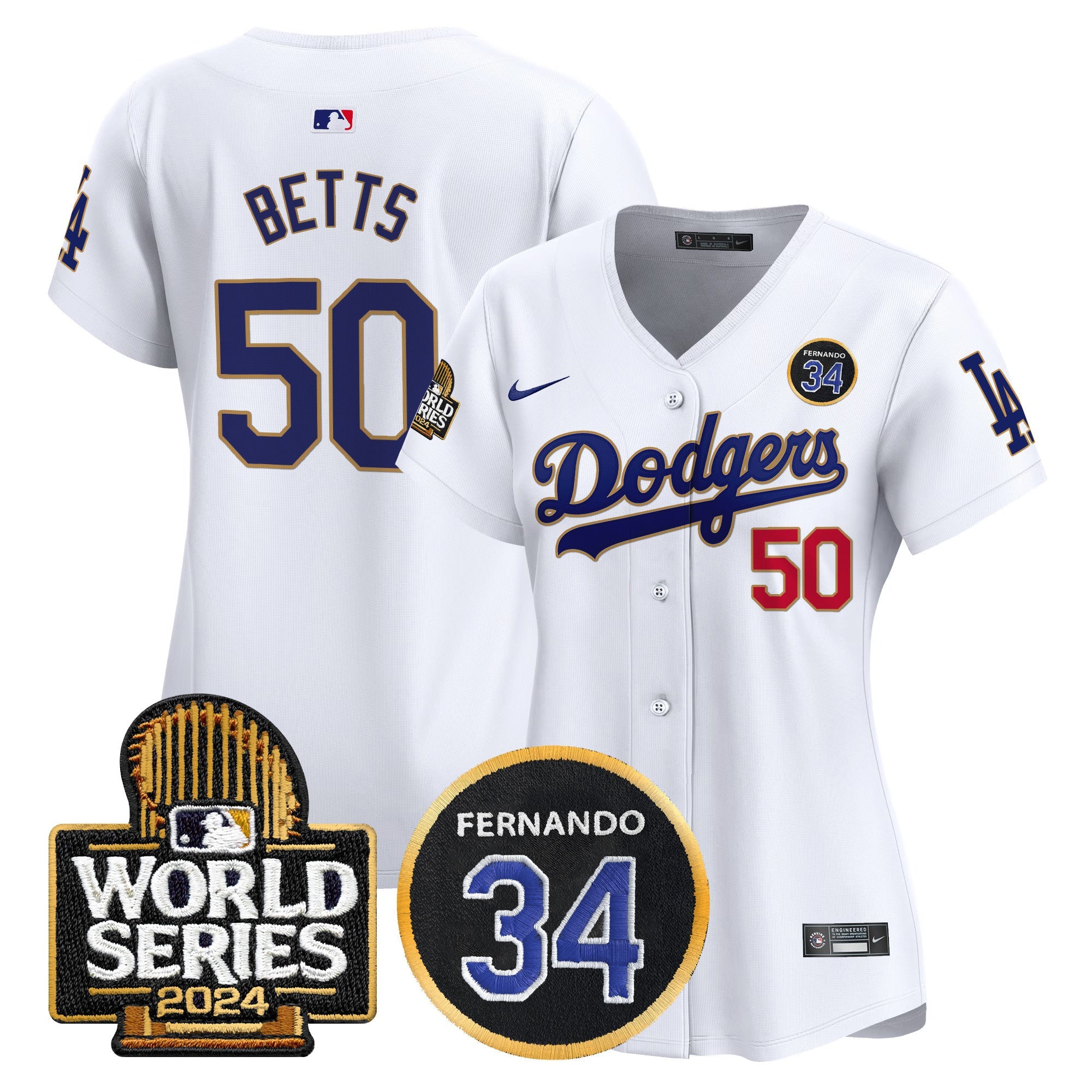 Women’s Fernando Valenzuela Memorial & 2024 World Series Patch Vapor Premier Limited Jersey