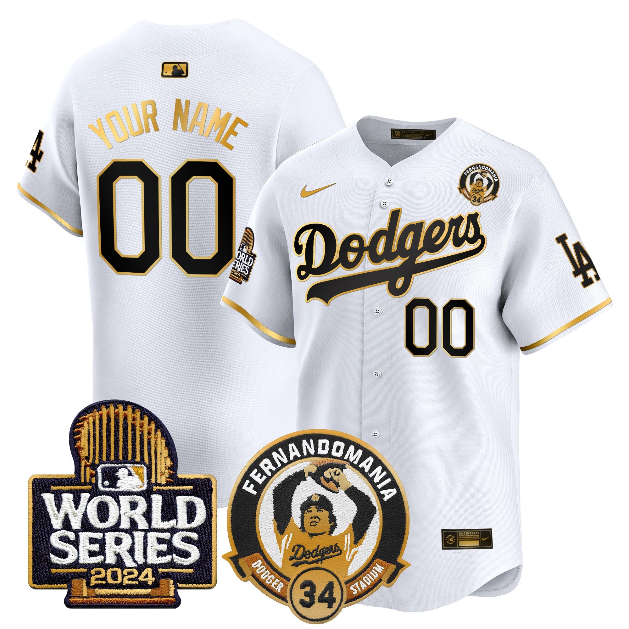 Fernando Valenzuela & 2024 World Series Patch Vapor Premier Limited Custom Jersey V3