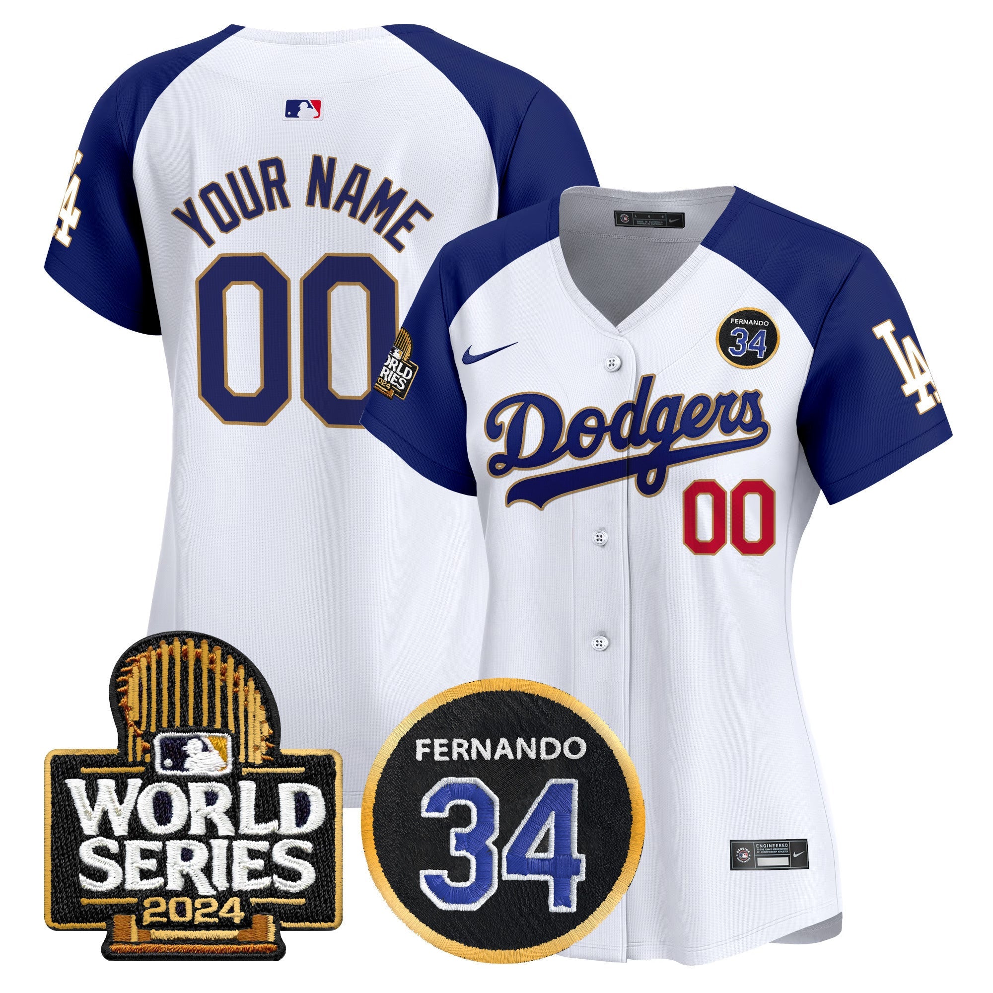 Fernando Valenzuela Memorial & 2024 World Series Patch Vapor Premier Limited Custom Jersey