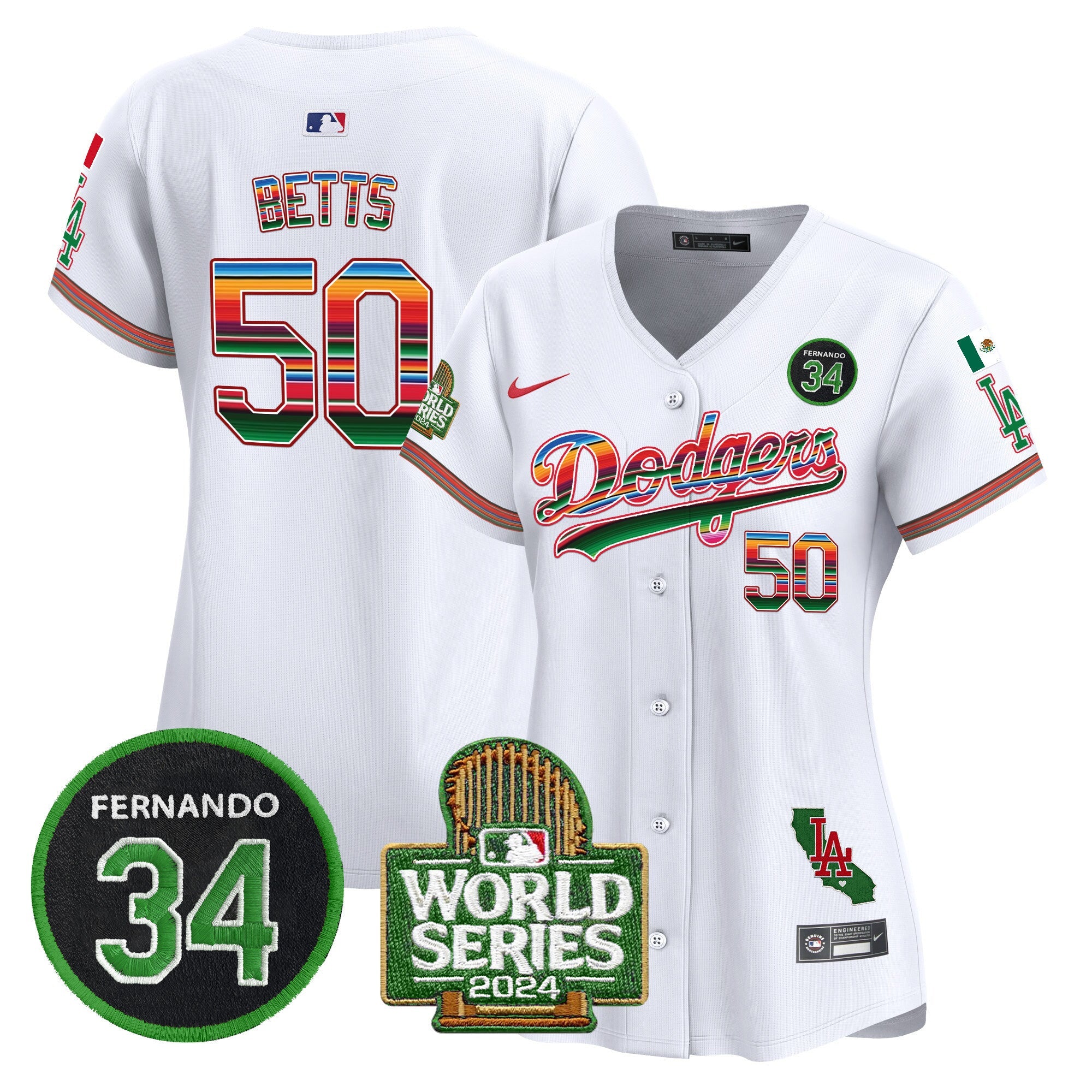 Women’s Mexico Fernando Memorial & 2024 World Series Patch Vapor Premier Limited Jersey