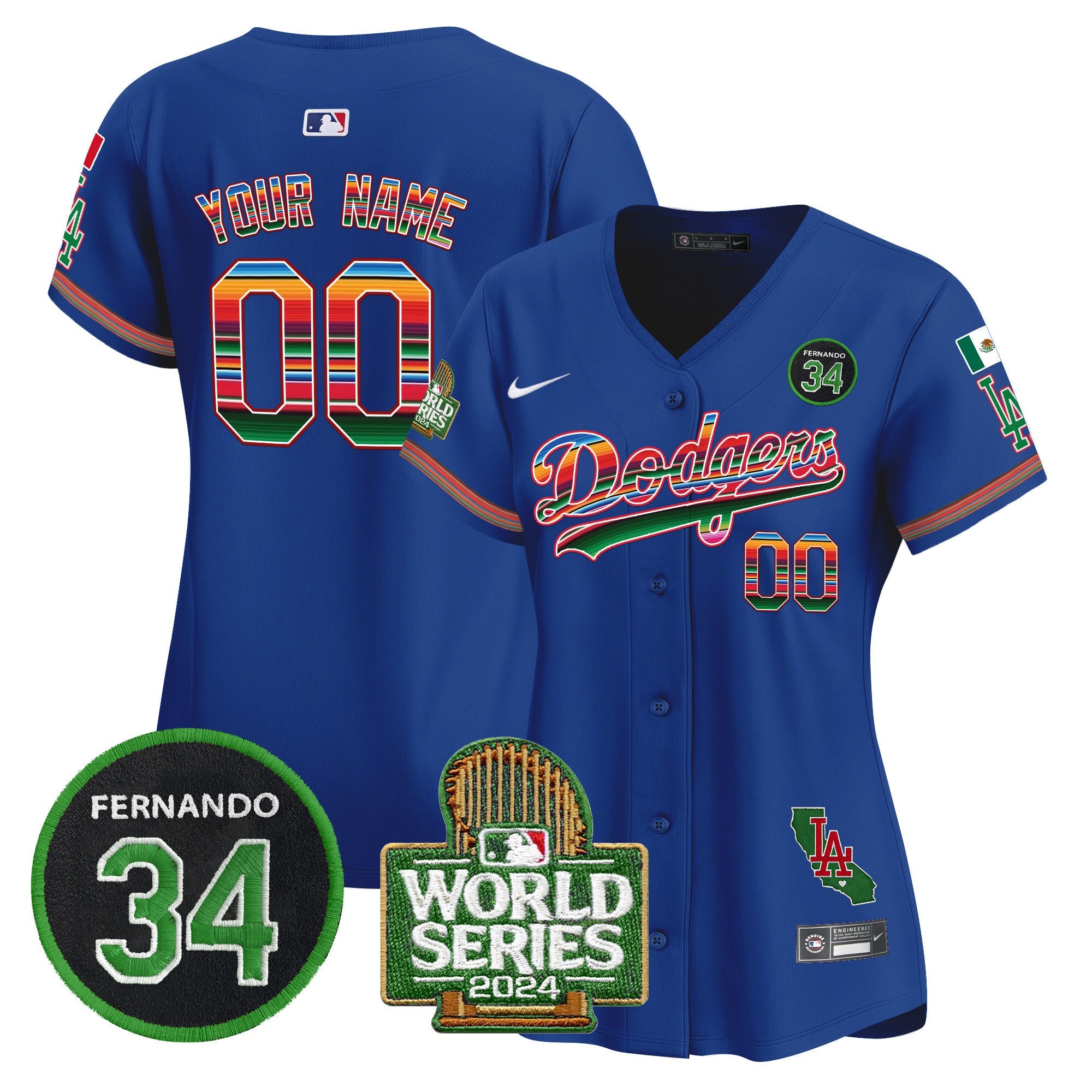 Mexico Fernando Memorial & 2024 World Series Patch Vapor Premier Limited Custom Jersey