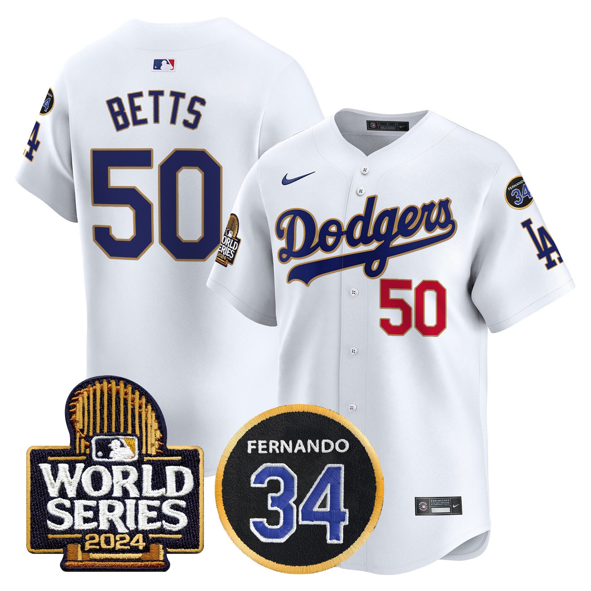 Men’s Fernando Memorial & 2024 World Series Patch Vapor Premier Limited Jersey