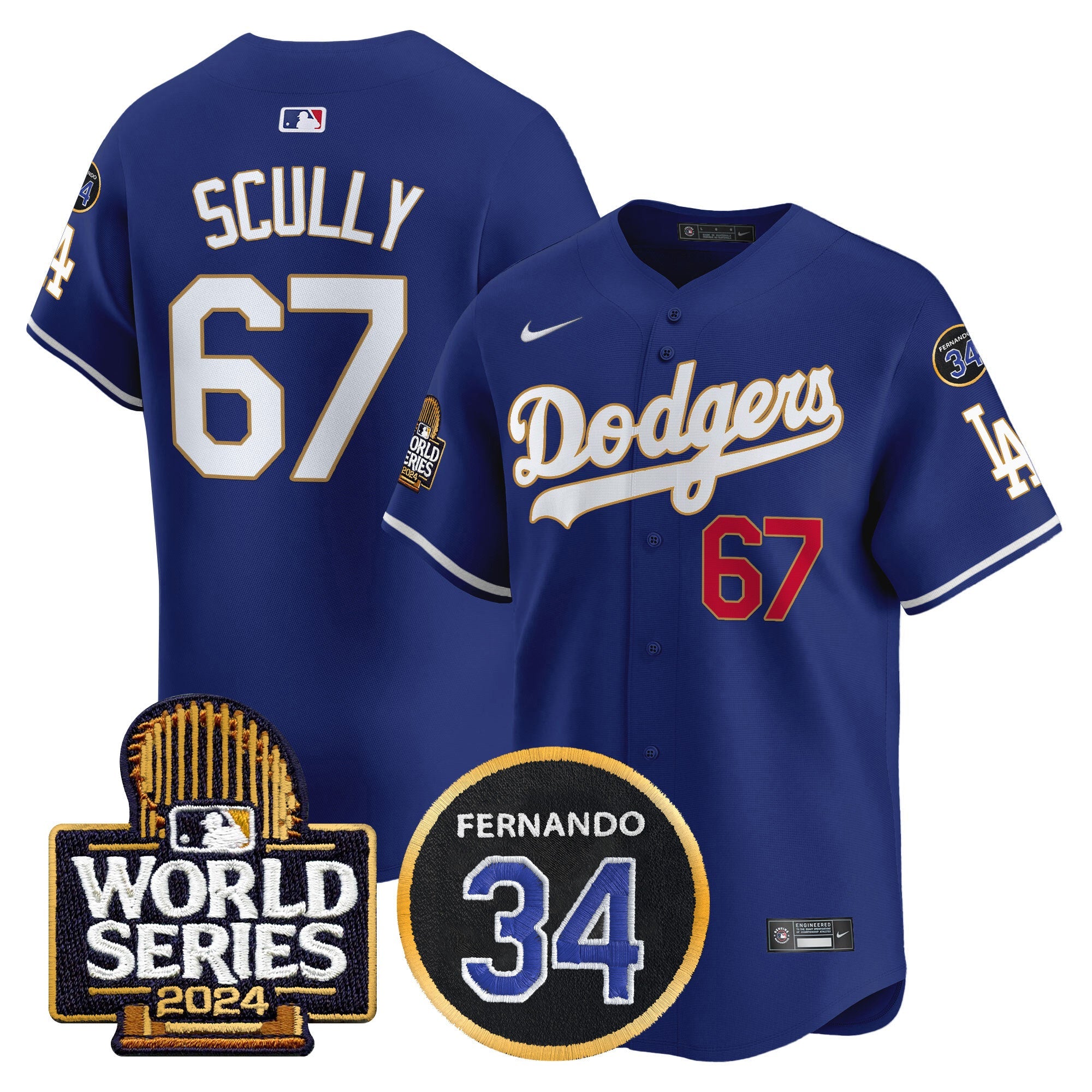 Men’s Fernando Memorial & 2024 World Series Patch Vapor Premier Limited Jersey