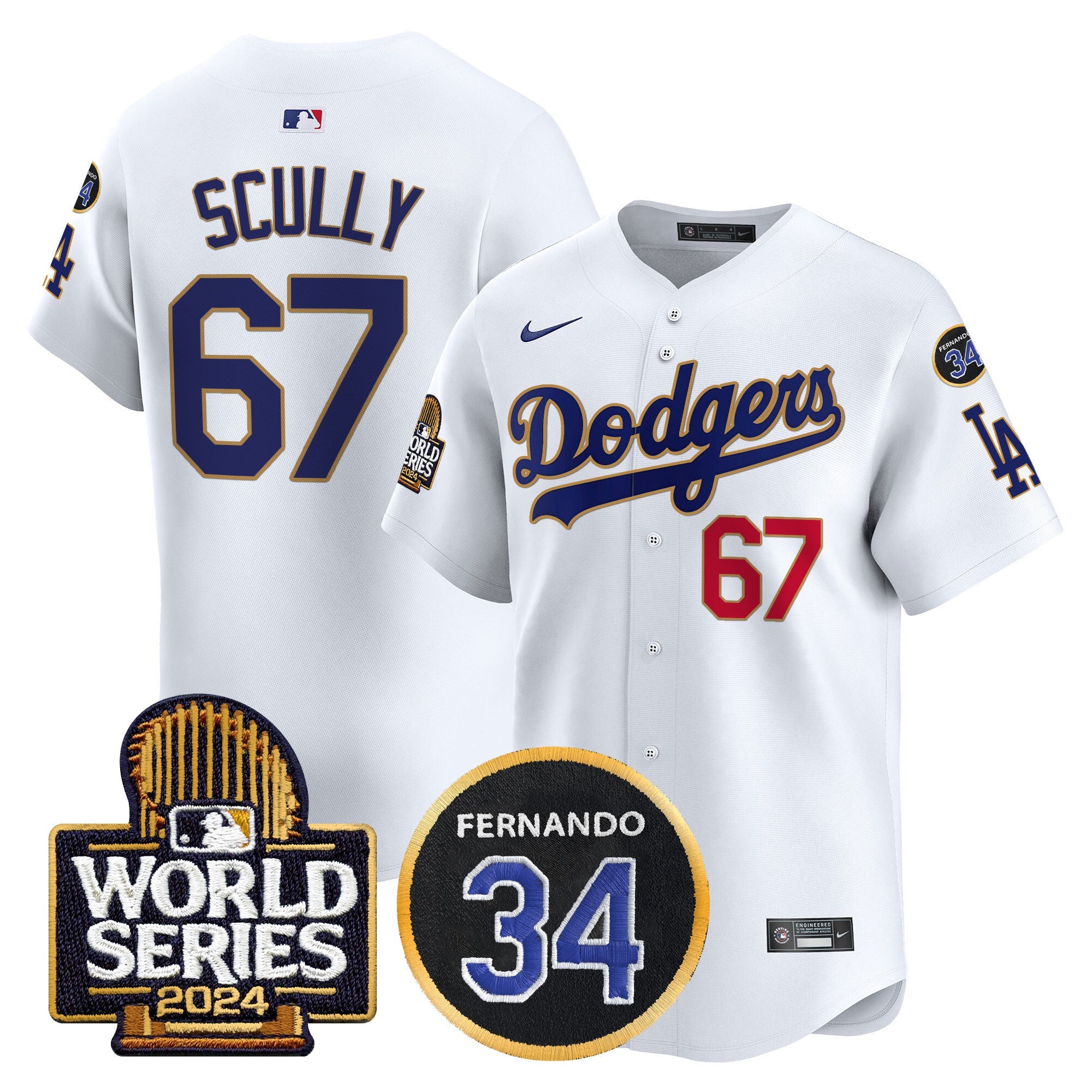 Men’s Fernando Memorial & 2024 World Series Patch Vapor Premier Limited Jersey