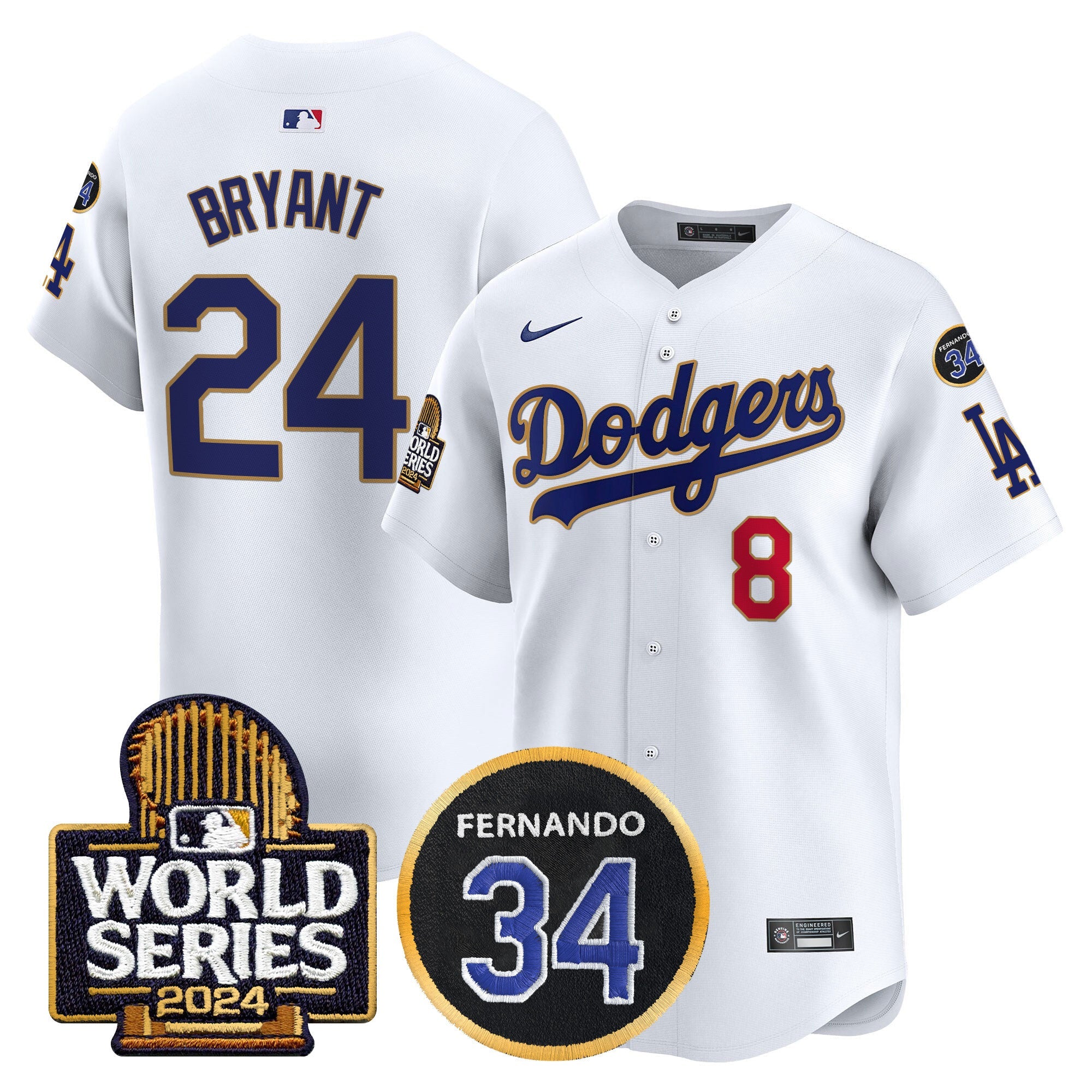 Men’s Fernando Memorial & 2024 World Series Patch Vapor Premier Limited Jersey