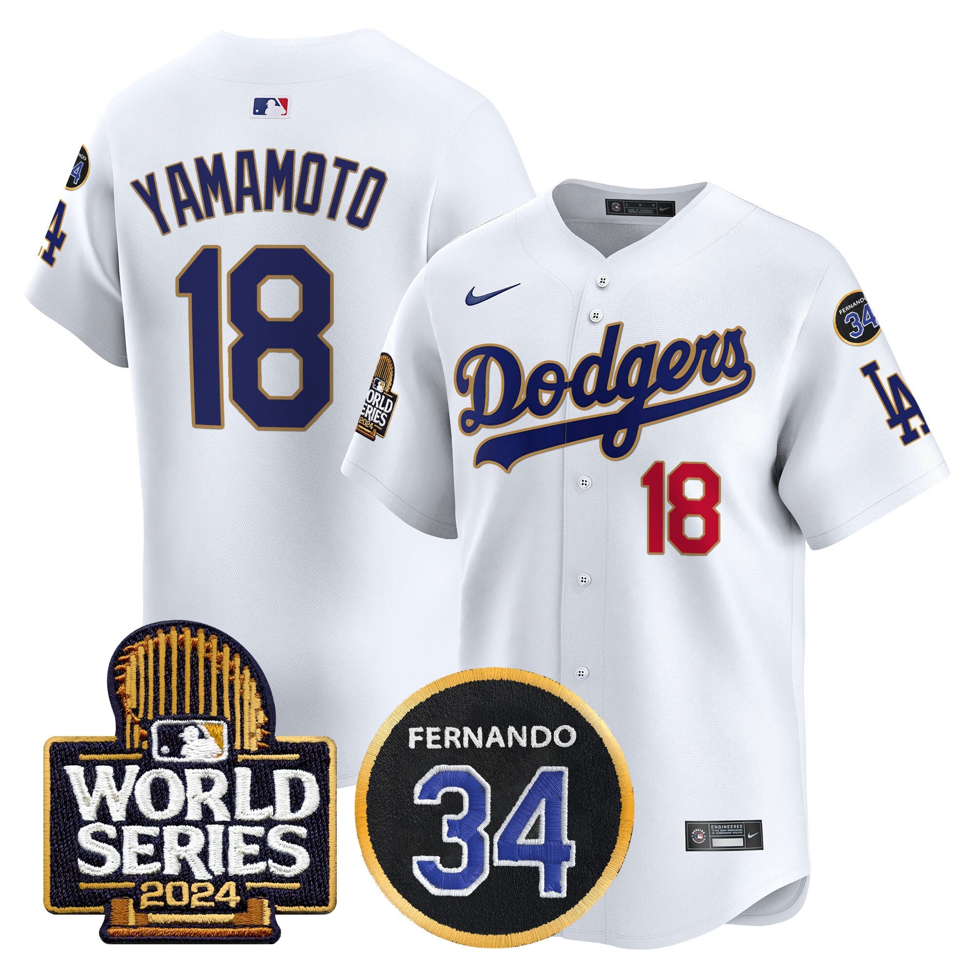 Men’s Fernando Memorial & 2024 World Series Patch Vapor Premier Limited Jersey