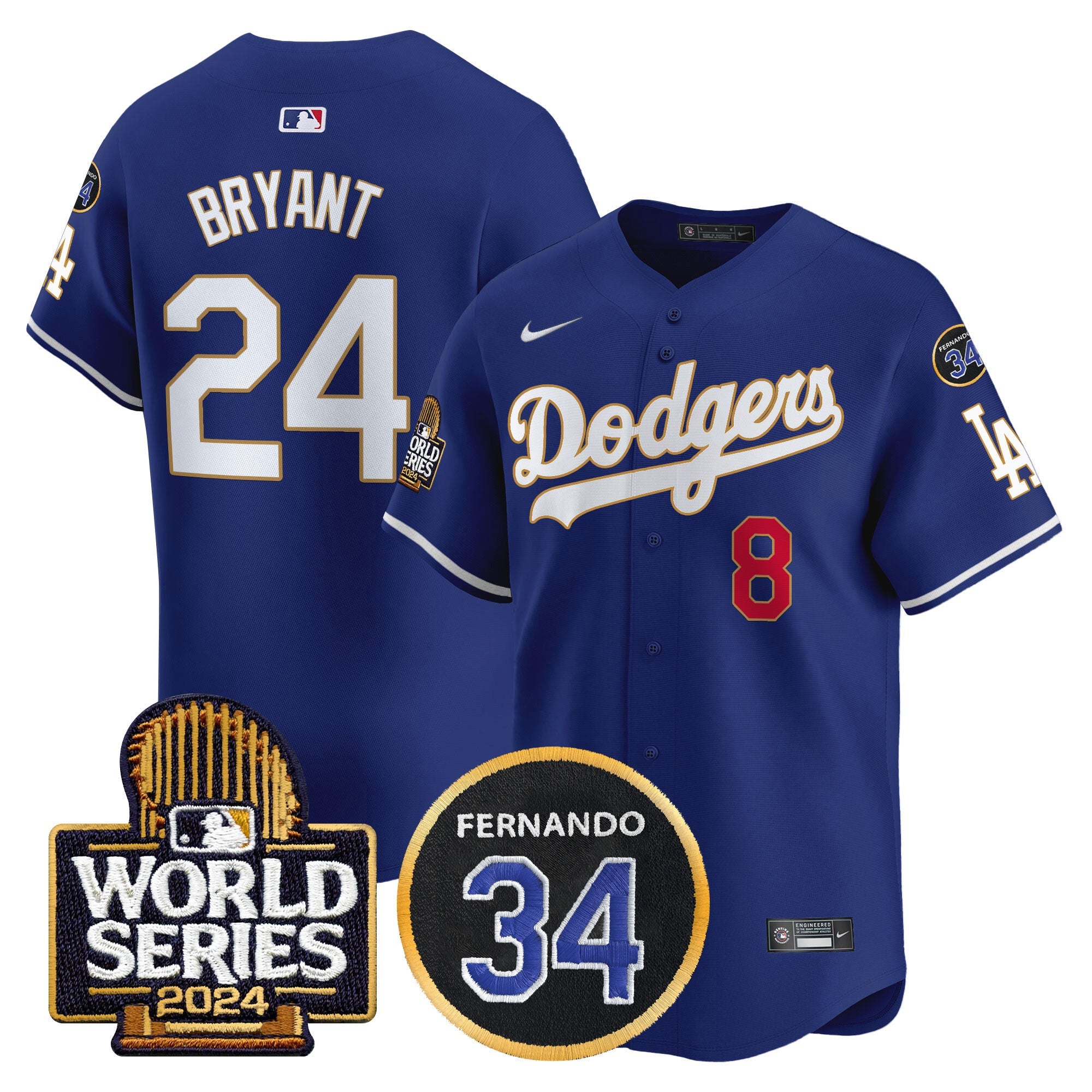 Men’s Fernando Memorial & 2024 World Series Patch Vapor Premier Limited Jersey