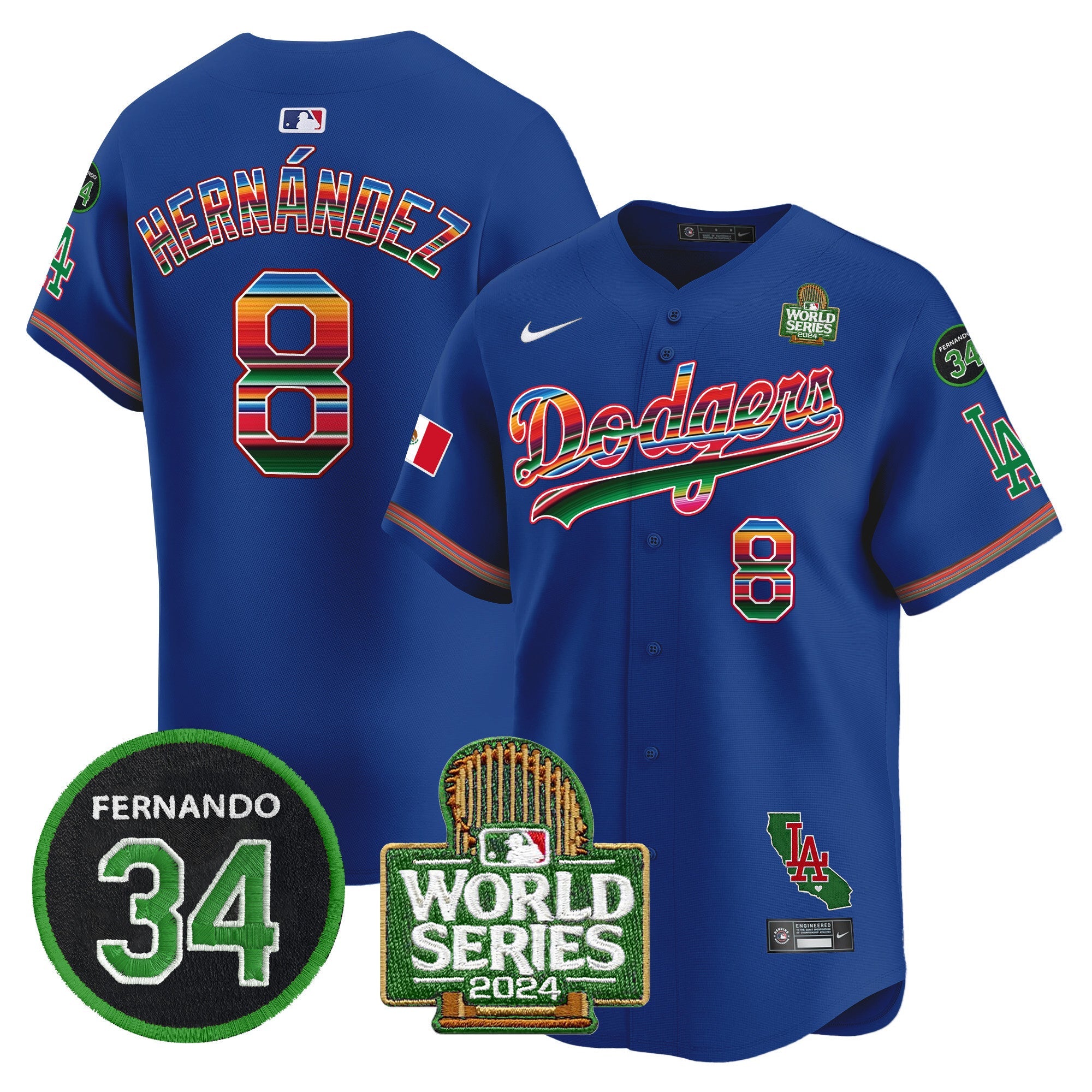 Men’s Mexico Fernando Memorial & 2024 World Series Patch Vapor Premier Limited Jersey V2