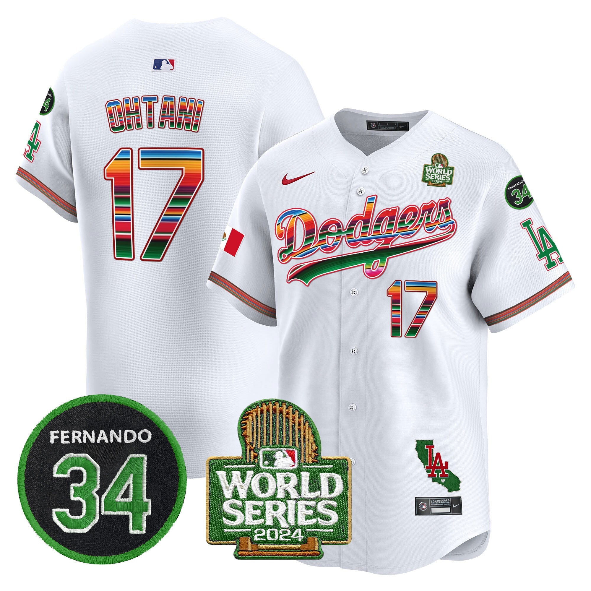Men’s Mexico Fernando Memorial & 2024 World Series Patch Vapor Premier Limited Jersey V2
