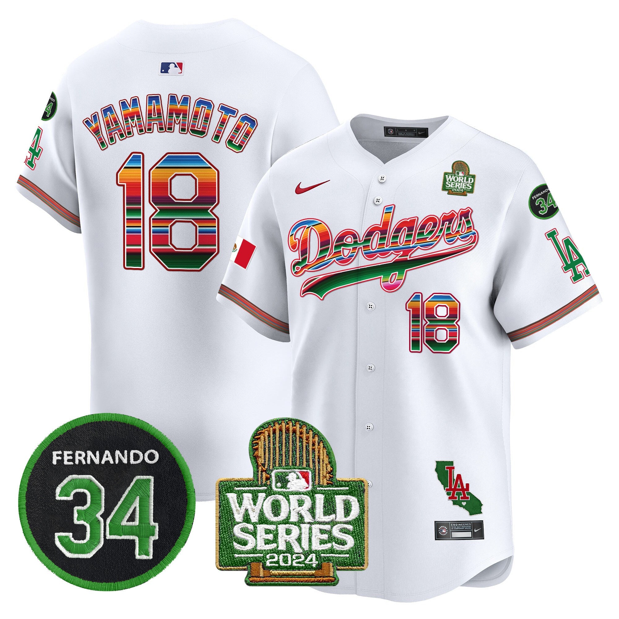 Men’s Mexico Fernando Memorial & 2024 World Series Patch Vapor Premier Limited Jersey V2