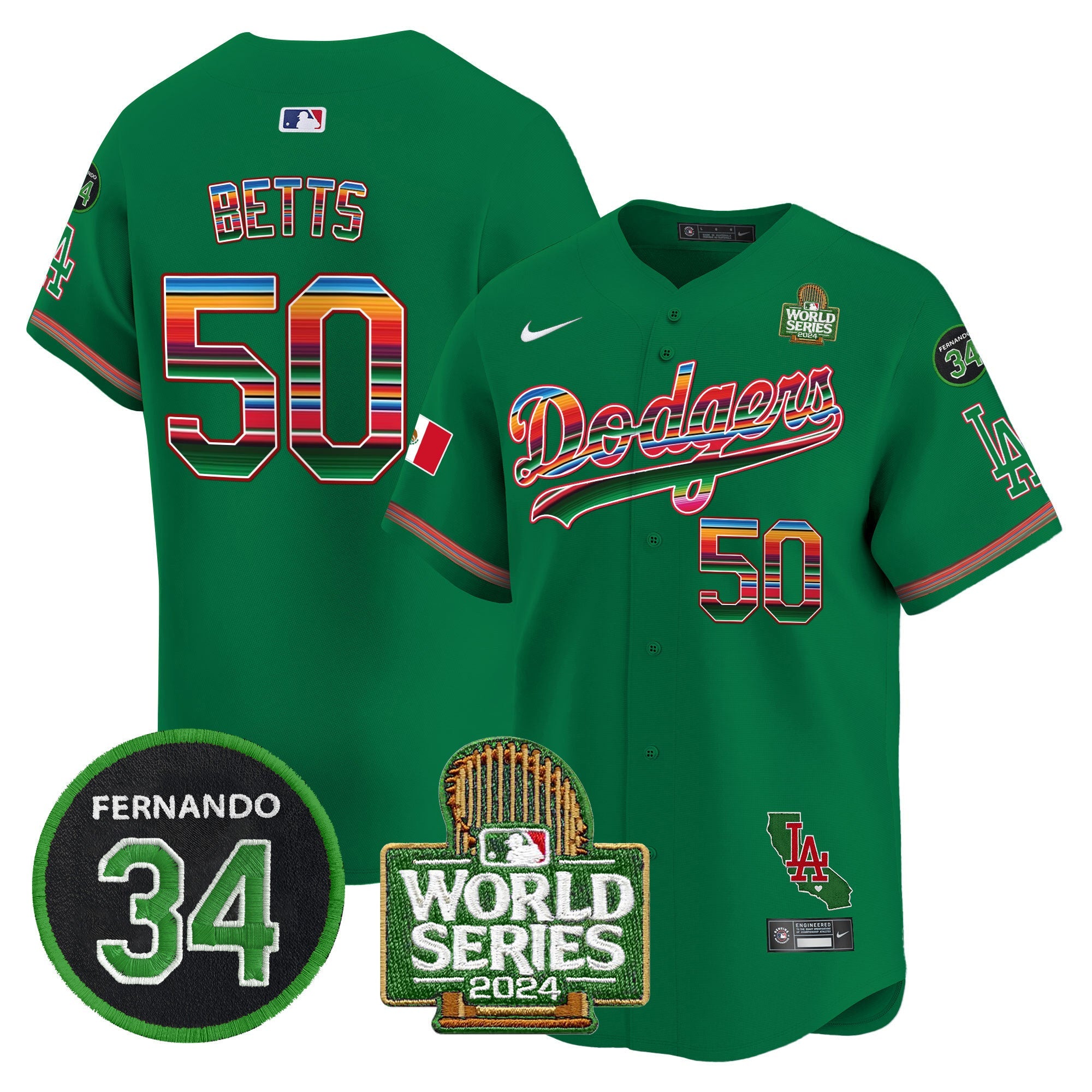 Men’s Mexico Fernando Memorial & 2024 World Series Patch Vapor Premier Limited Jersey V2