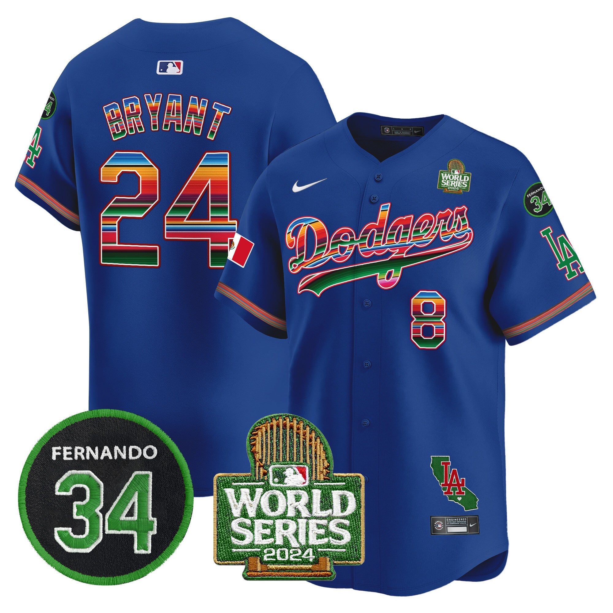 Men’s Mexico Fernando Memorial & 2024 World Series Patch Vapor Premier Limited Jersey V2
