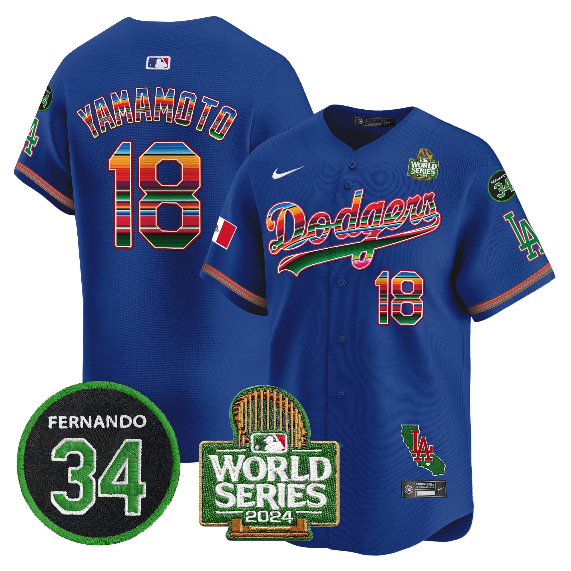 Men’s Mexico Fernando Memorial & 2024 World Series Patch Vapor Premier Limited Jersey V2