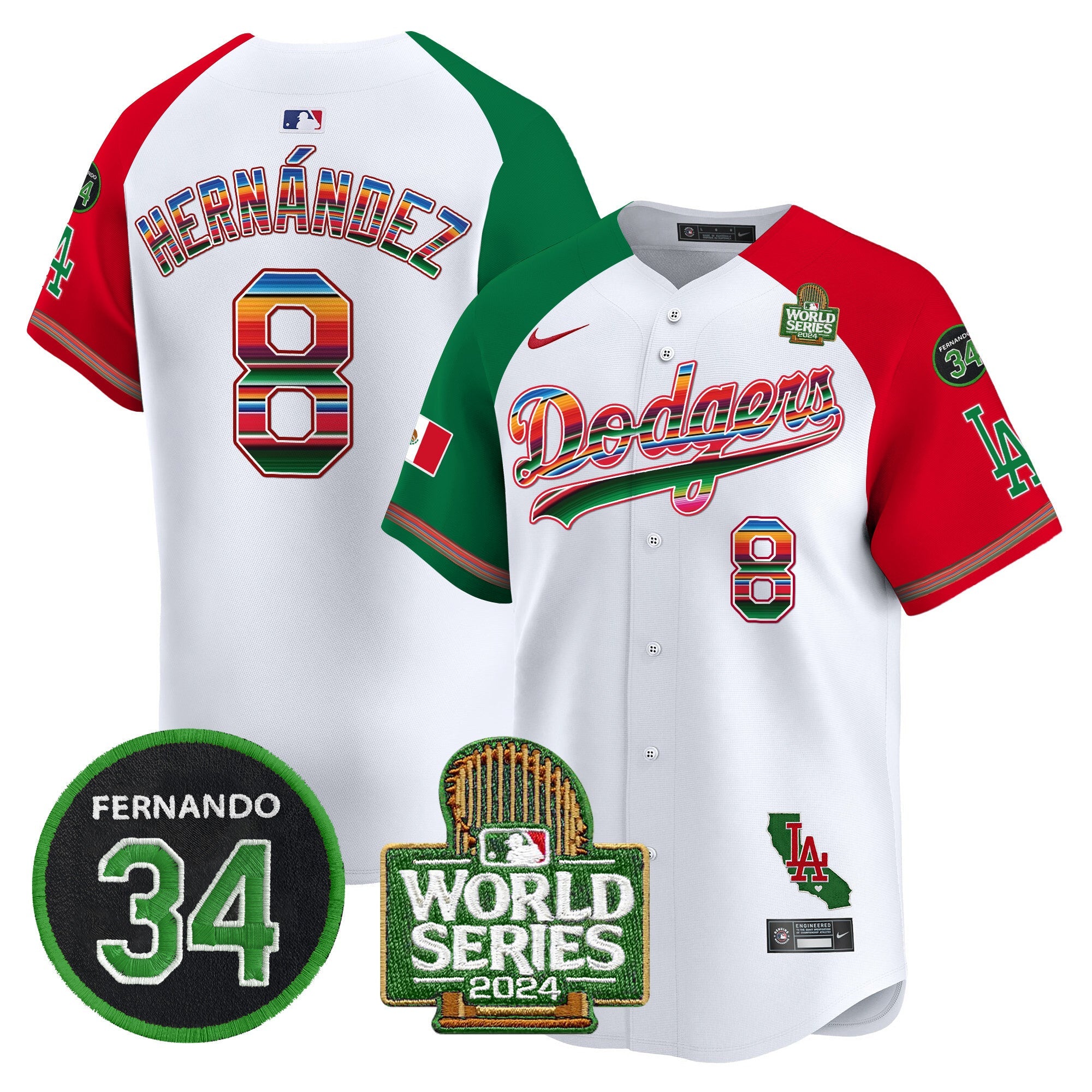 Men’s Mexico Fernando Memorial & 2024 World Series Patch Vapor Premier Limited Jersey V2