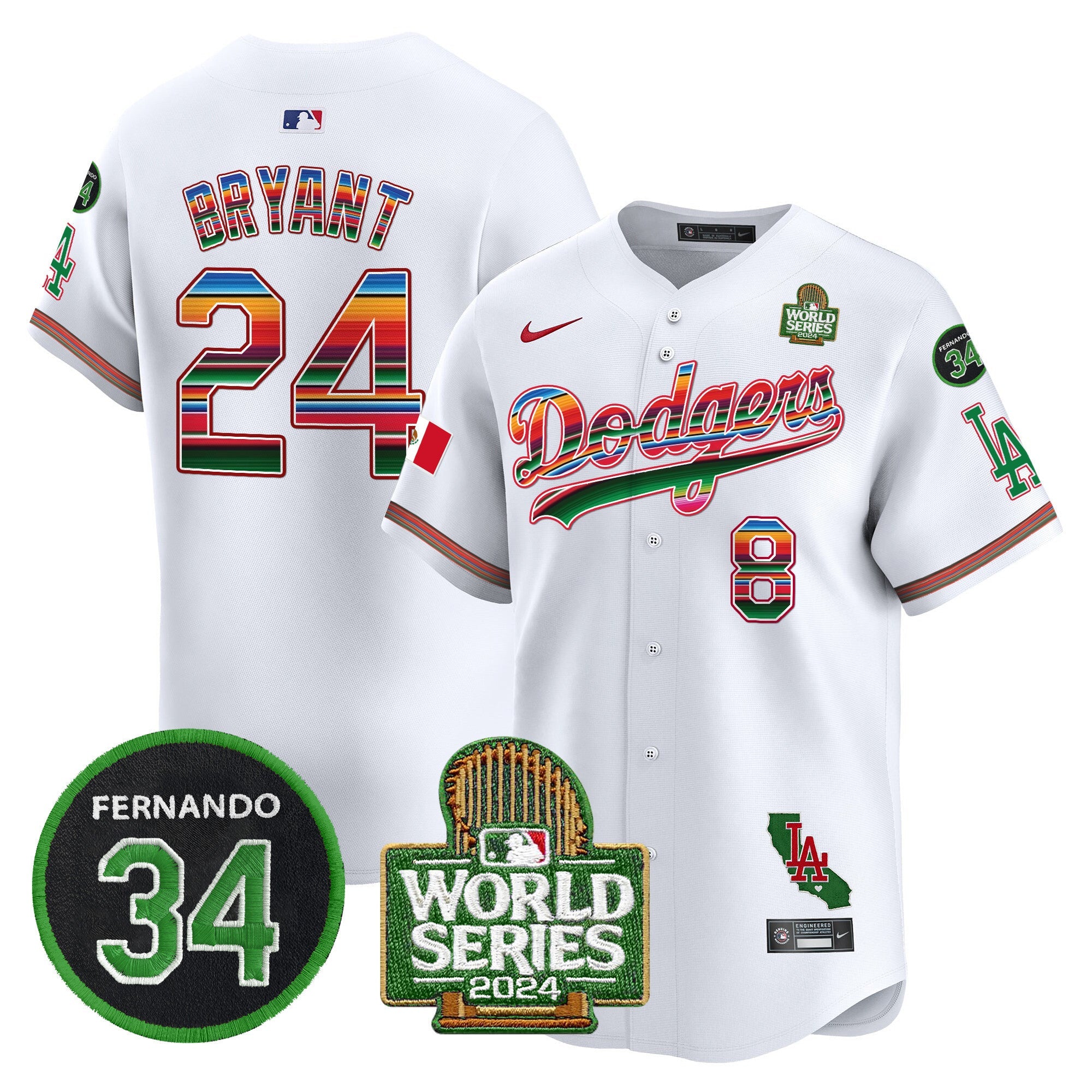 Men’s Mexico Fernando Memorial & 2024 World Series Patch Vapor Premier Limited Jersey V2