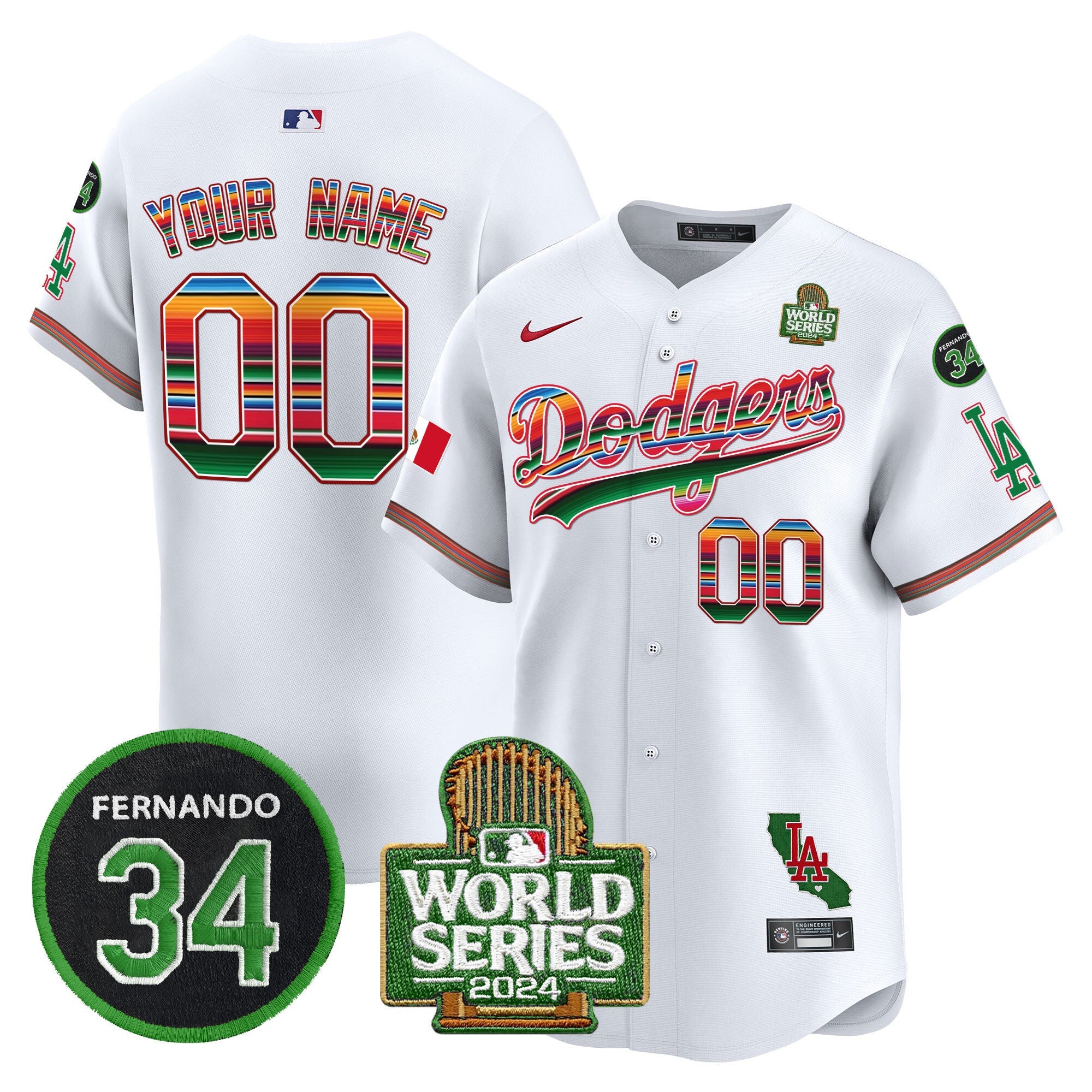 Mexico Fernando Memorial & 2024 World Series Patch Vapor Premier Limited Custom Jersey V2