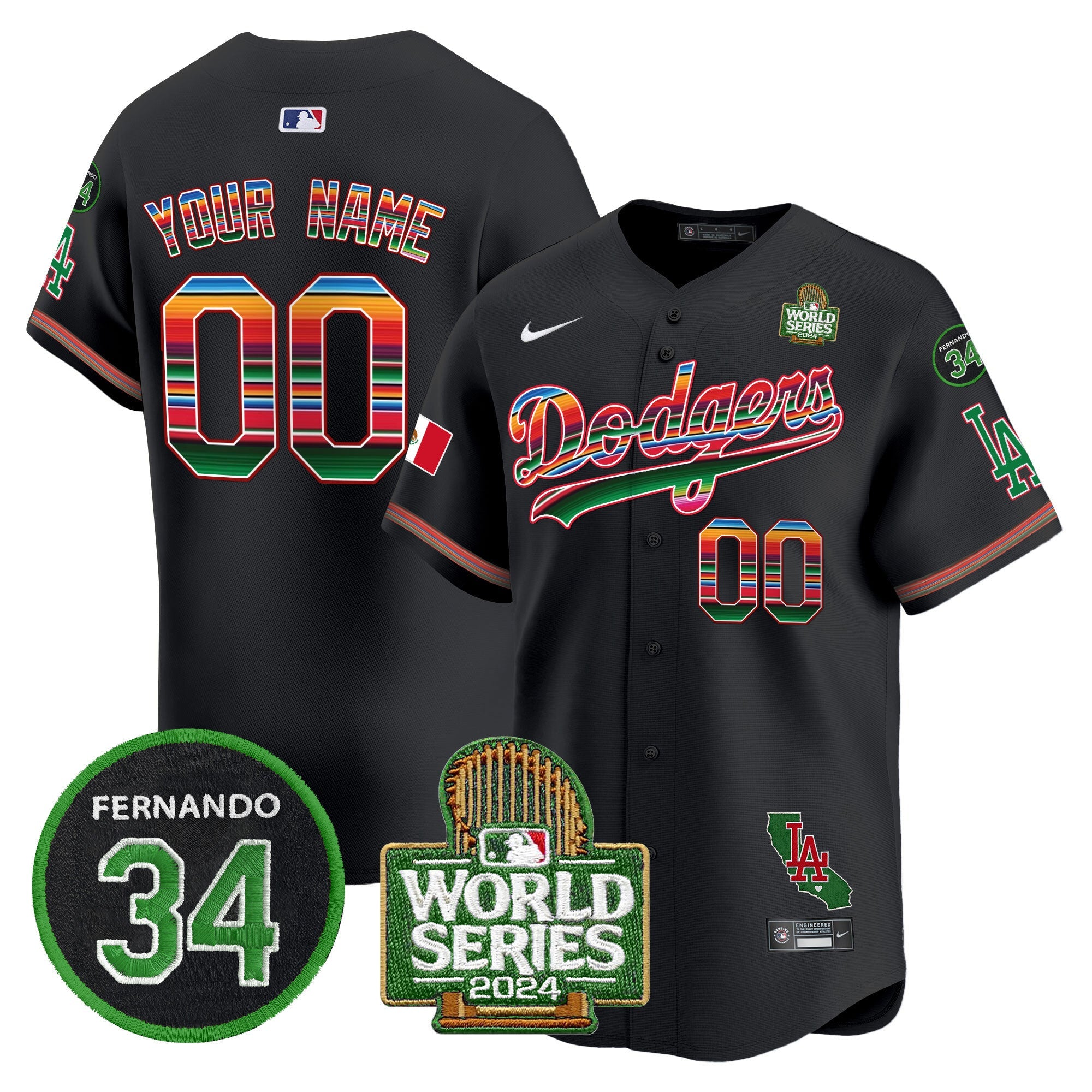 Mexico Fernando Memorial & 2024 World Series Patch Vapor Premier Limited Custom Jersey V2