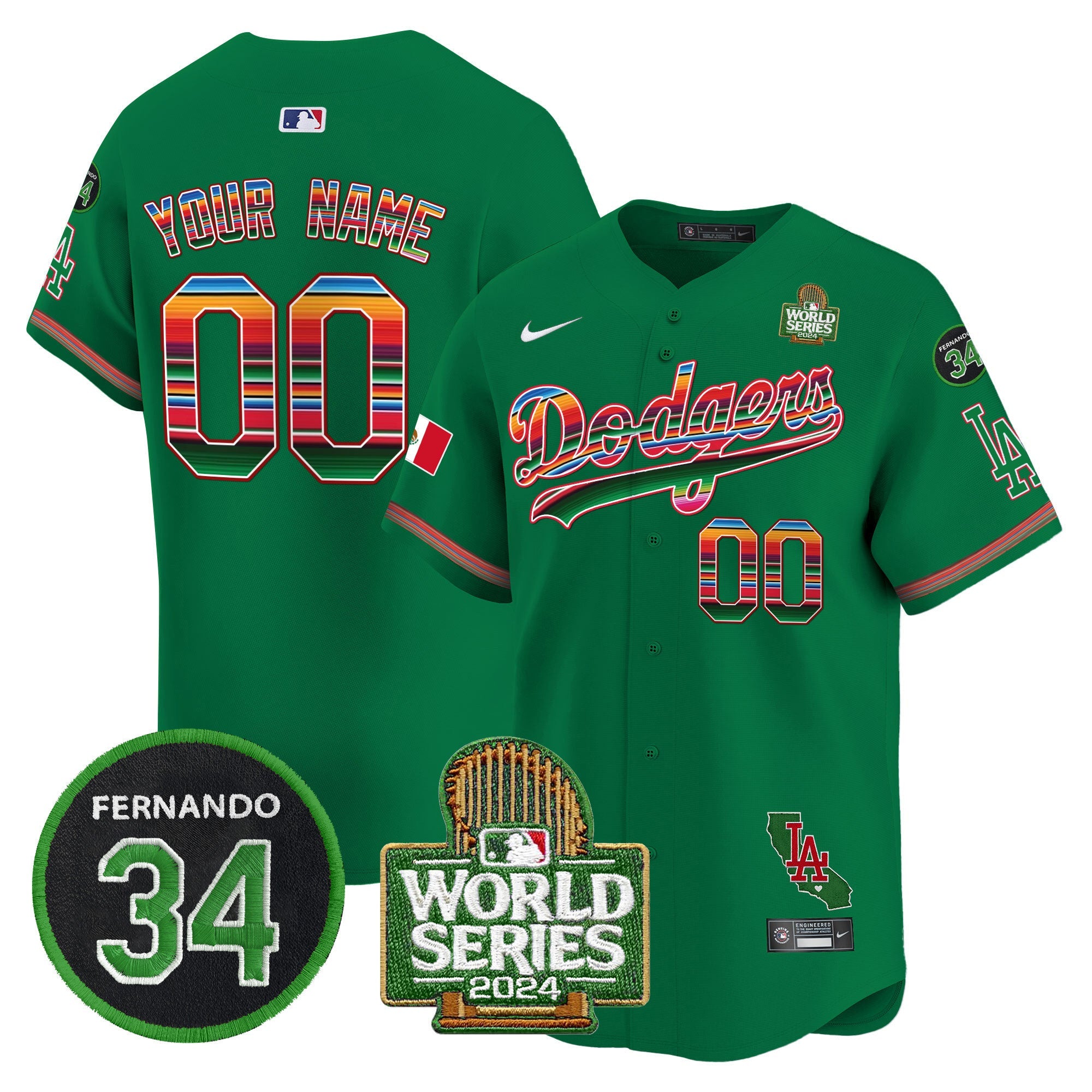 Mexico Fernando Memorial & 2024 World Series Patch Vapor Premier Limited Custom Jersey V2